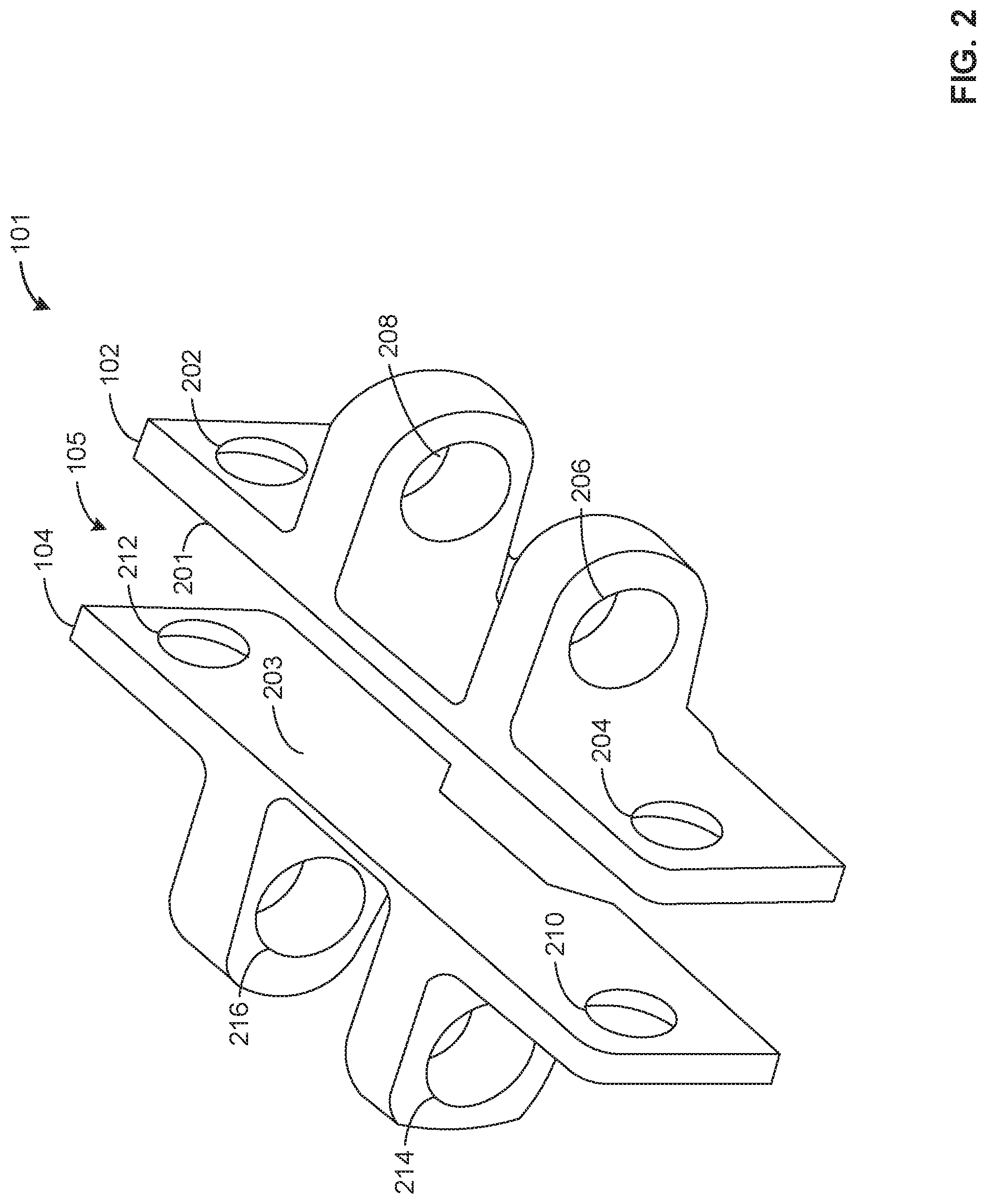 Patent US11787248 Figure 2 – Modular double pin load sensing hitches including two-piece pin mounts