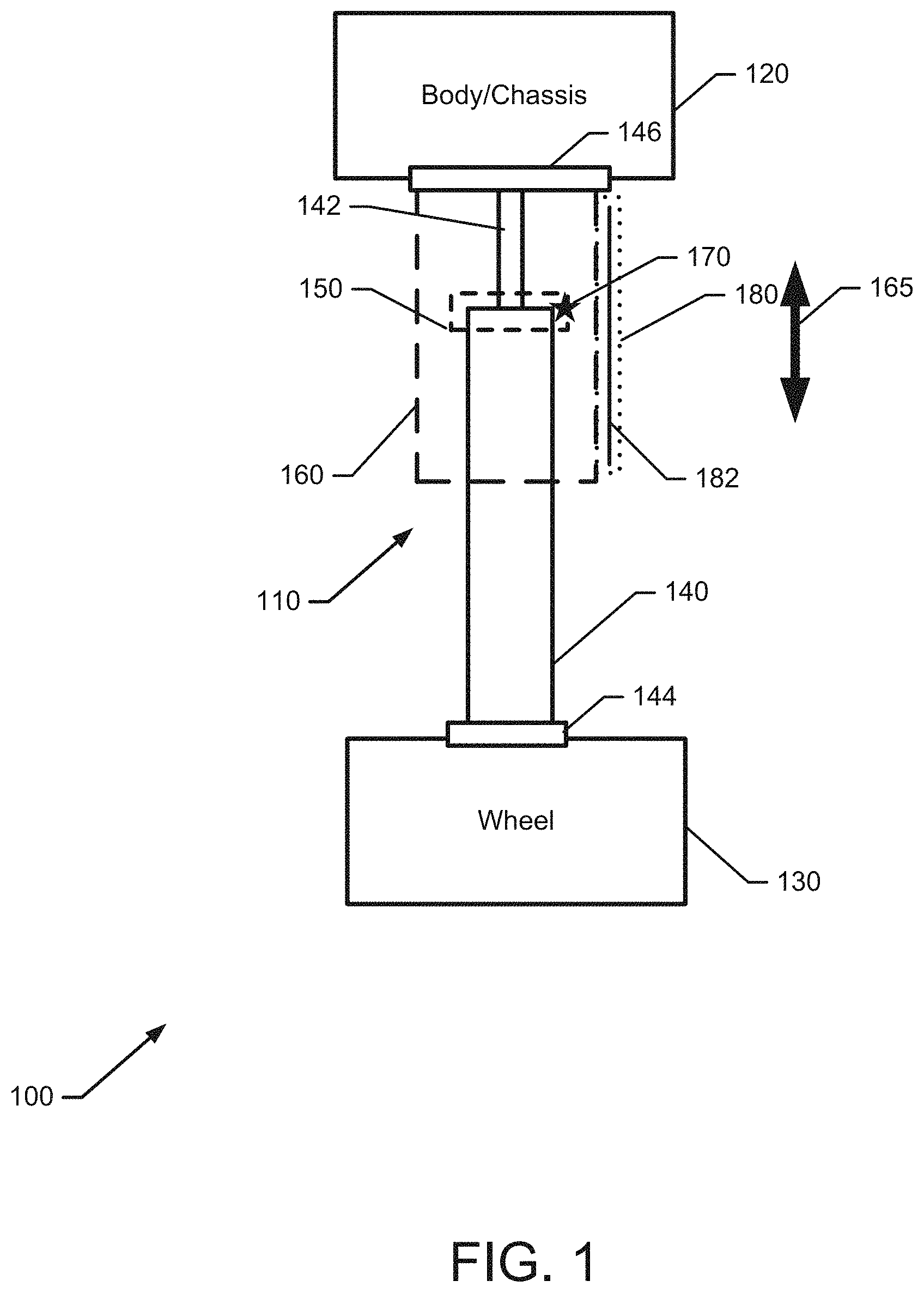 Patent US11787254 Figure 1 – Integrated shock and suspension height sensor
