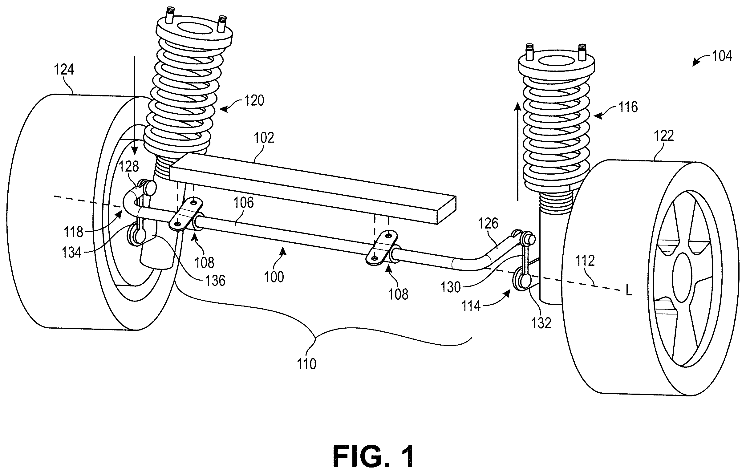 Patent US11787257 Figure 1 – Torsion bushings and related assemblies