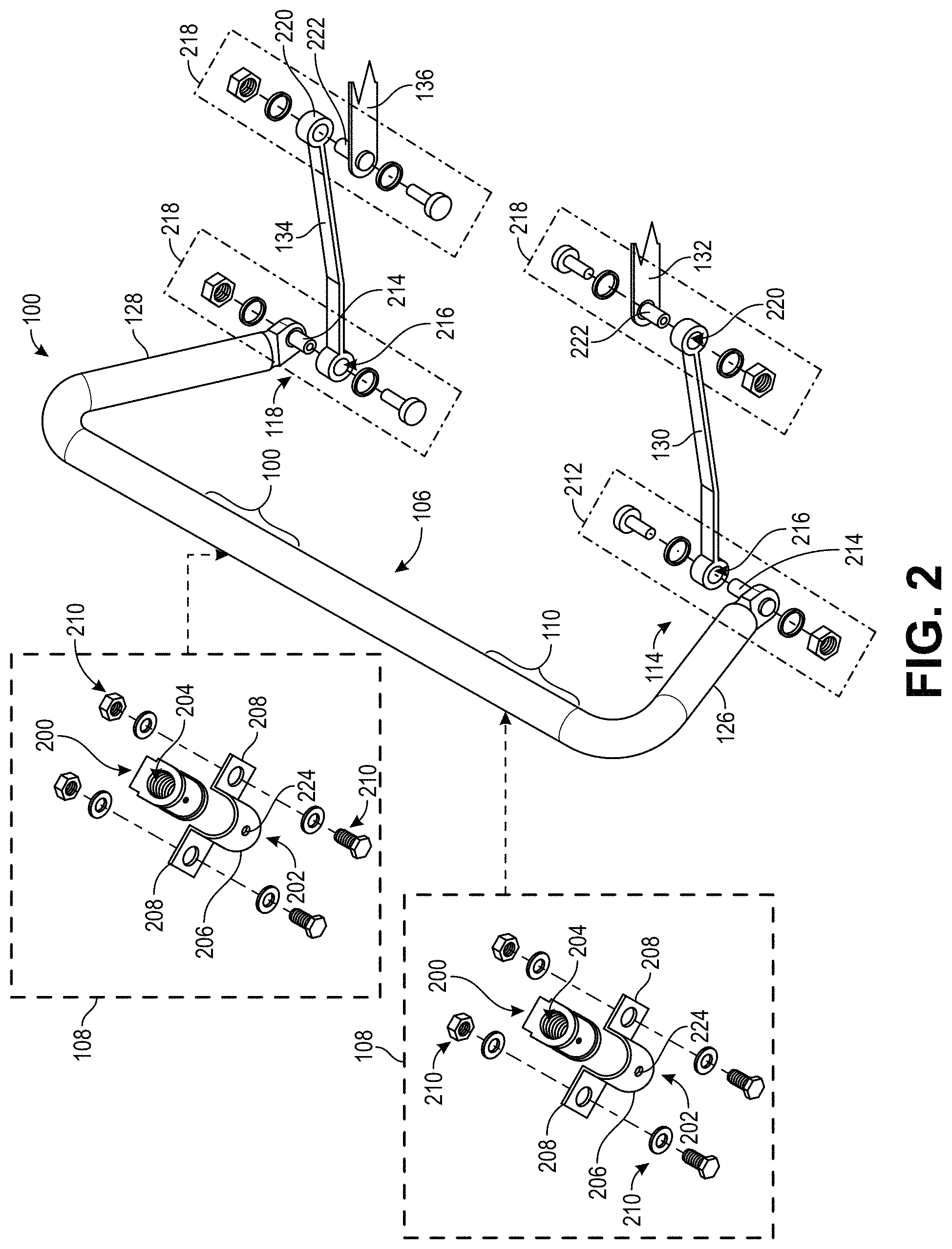 Patent US11787257 Figure 2 – Torsion bushings and related assemblies