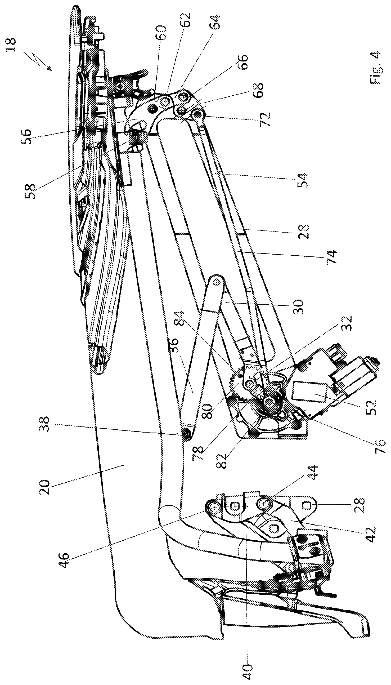 Patent US11787274 Figure 4 – Top compartment lid assembly comprising a link assembly and a locking assembly