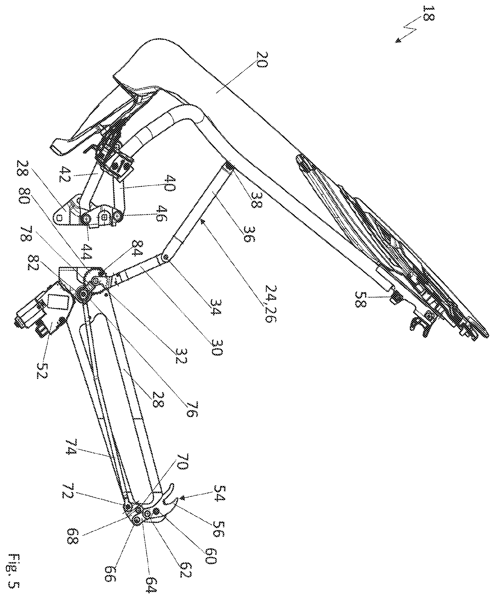 Patent US11787274 Figure 5 – Top compartment lid assembly comprising a link assembly and a locking assembly