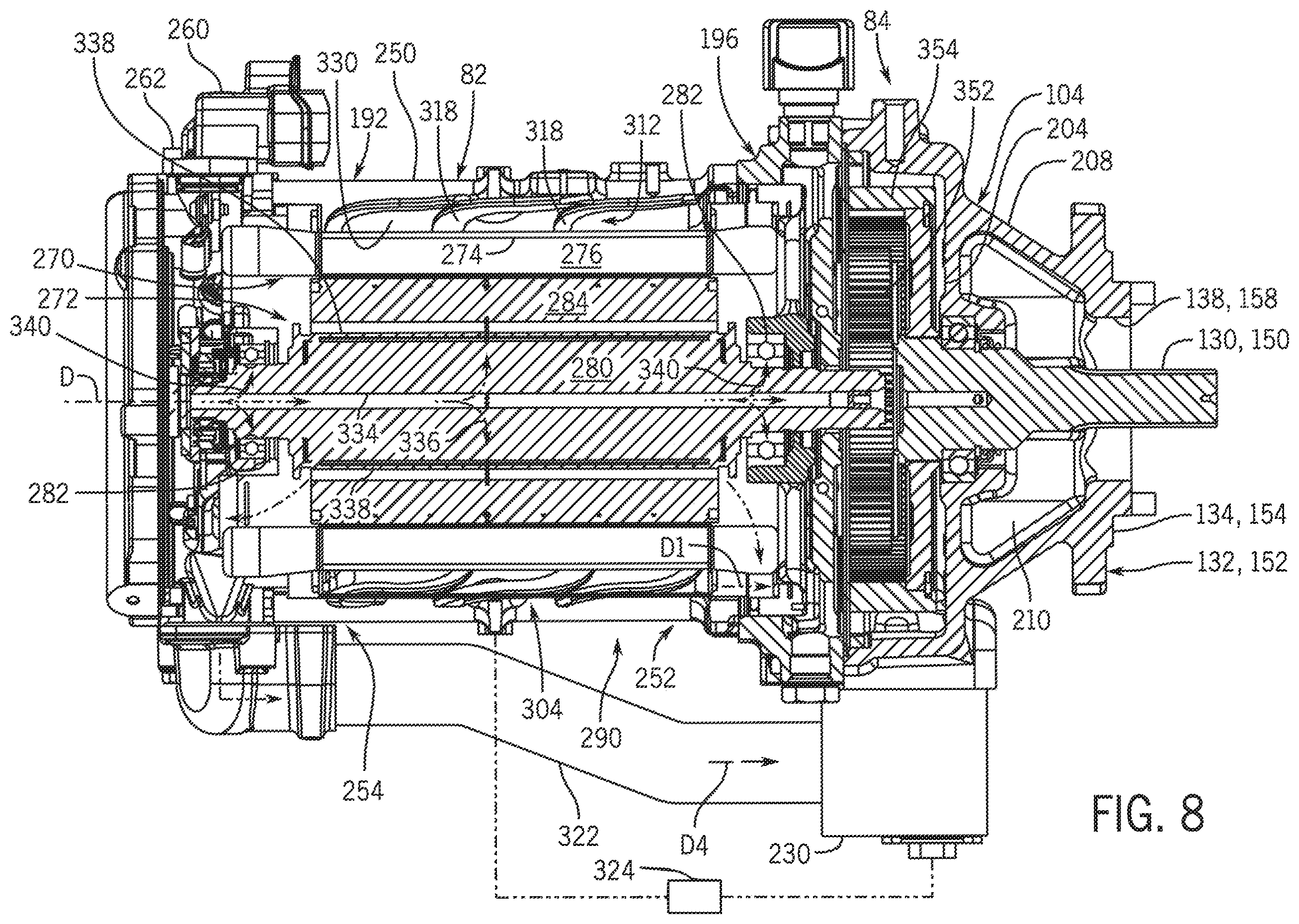Patent US11787275 Figure 8 – Electric drive with hydraulic mounting interface