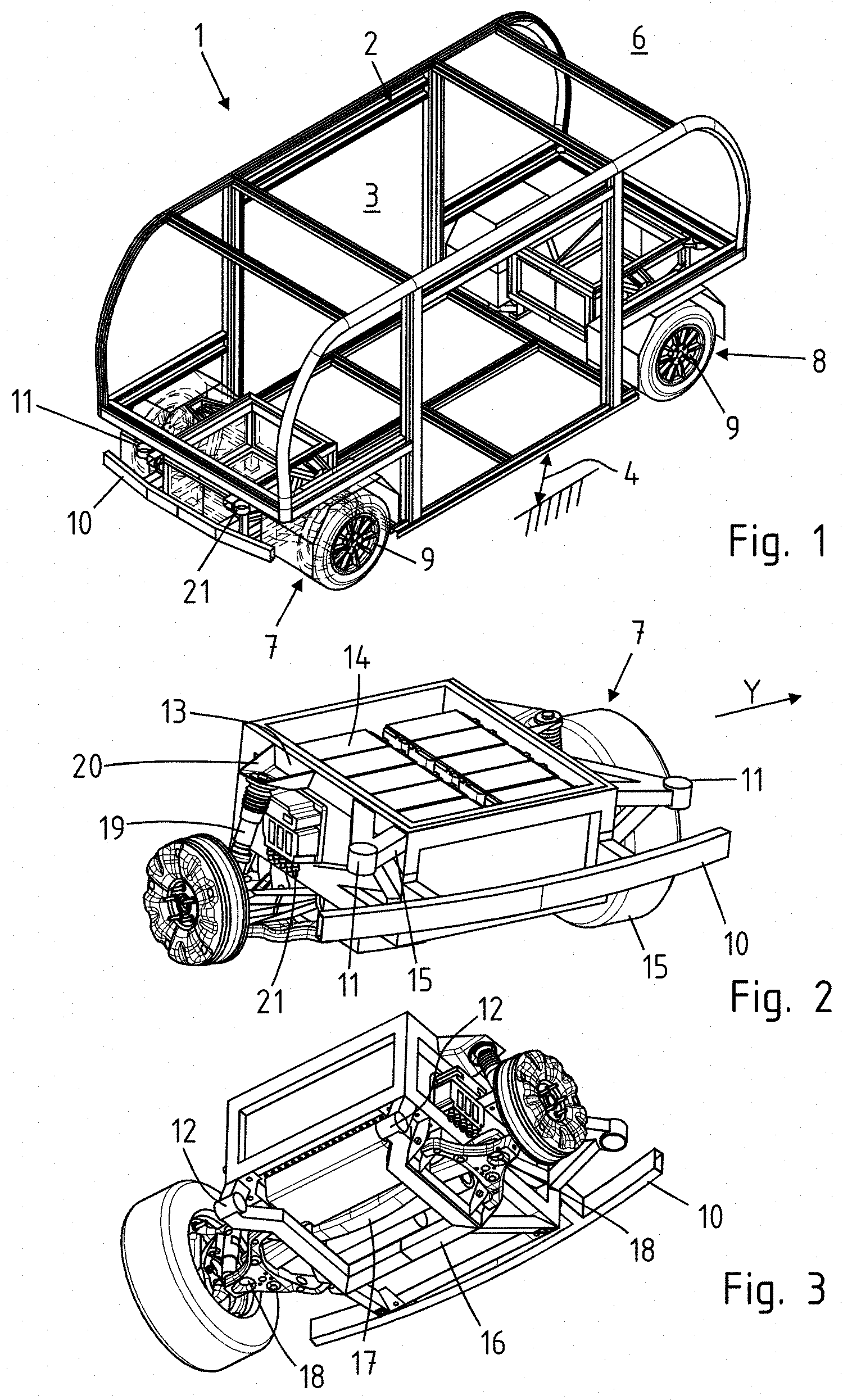 Patent US11787276 — Electric vehicle with axle modules — Figure 1