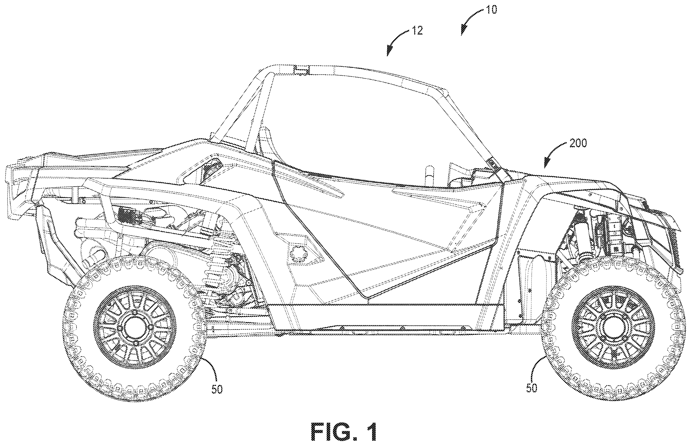 Patent US11787279 Figure 1 – Off-road recreational vehicle