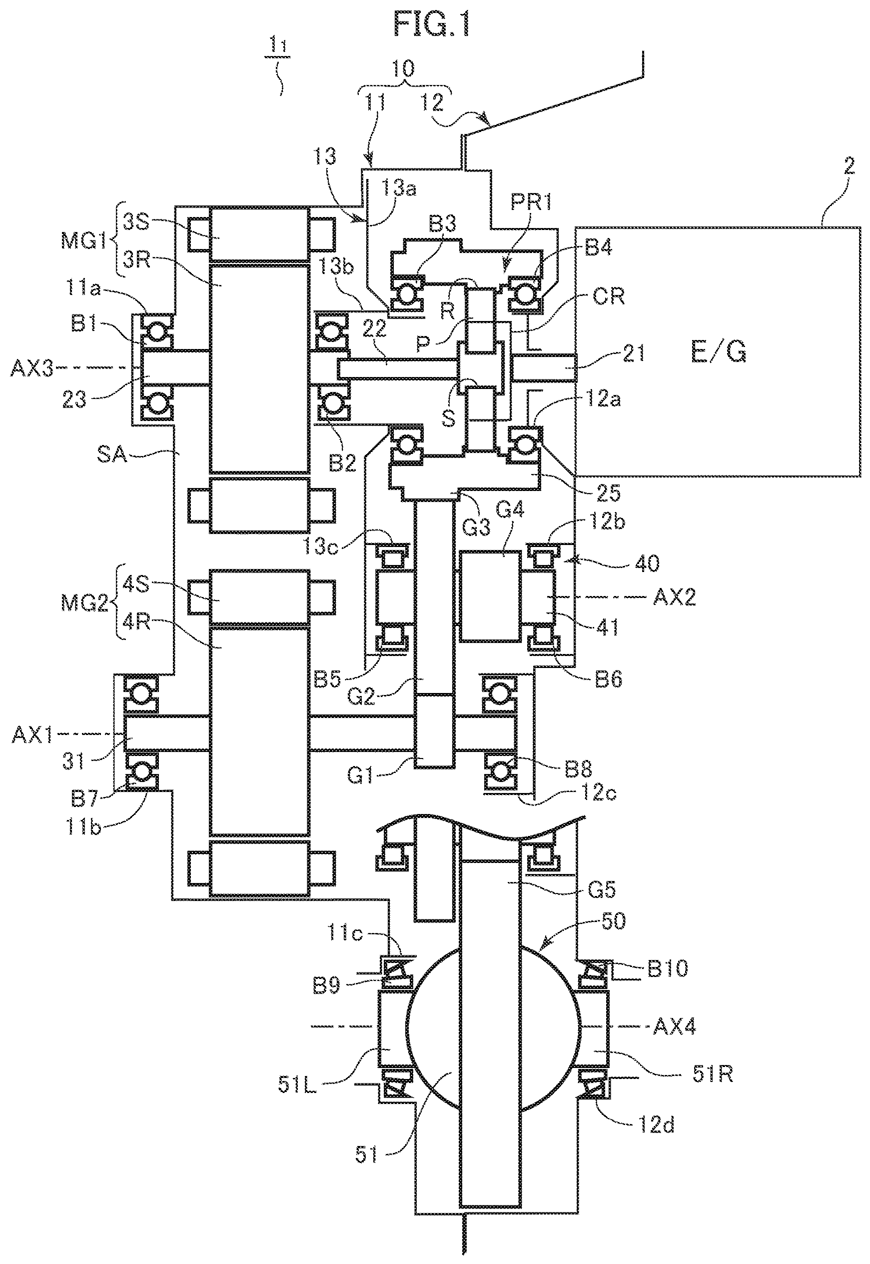 Patent US11787283 Figure 1 – Vehicle drive apparatus and vehicle drive apparatus manufacturing method