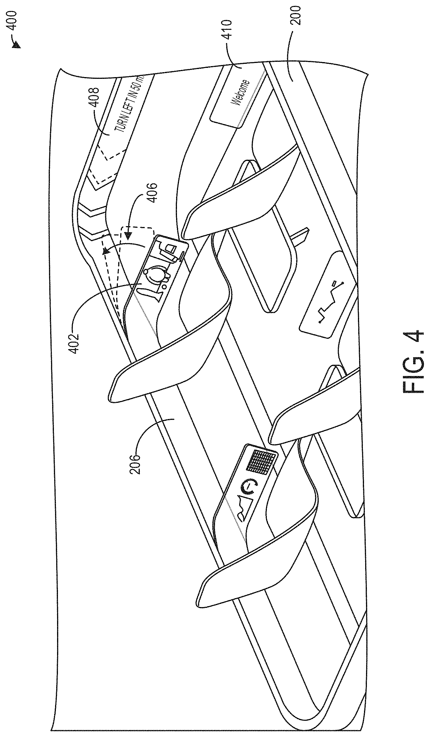 Patent US11787288 Figure 4 – Systems and methods for user interfaces in a vehicular environment