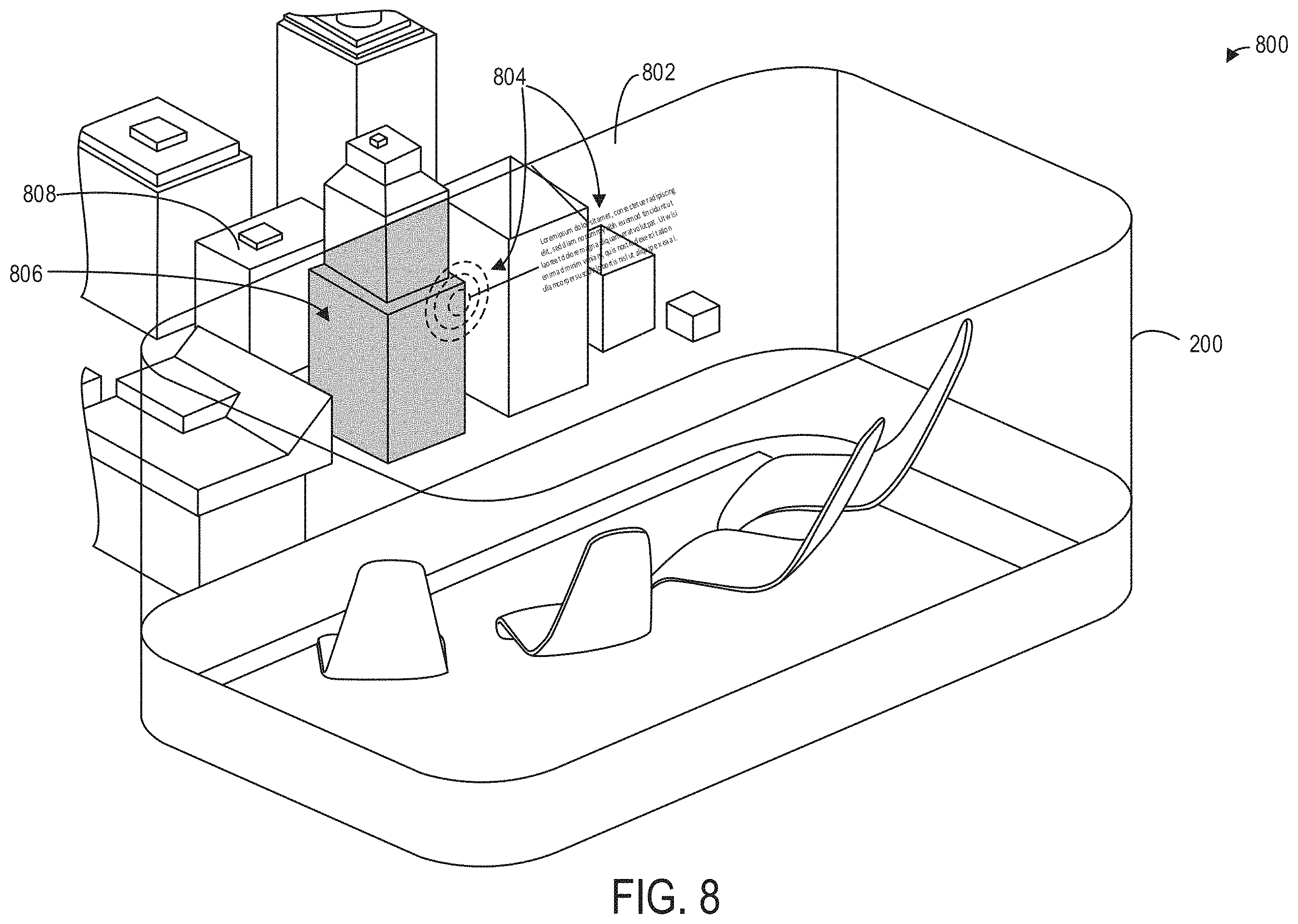 Patent US11787288 Figure 8 – Systems and methods for user interfaces in a vehicular environment