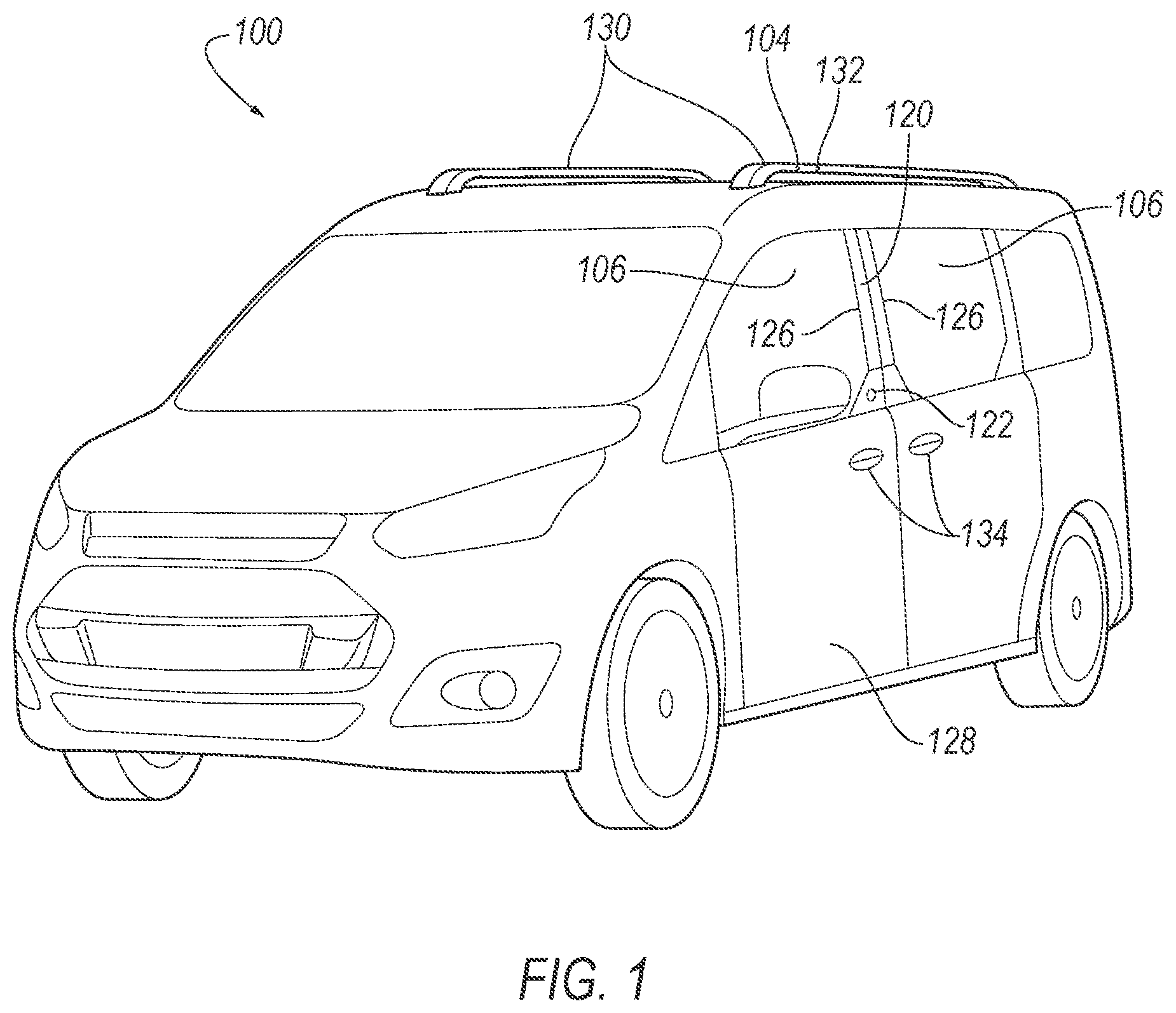 Patent US11787290 Figure 1 – Projection on a vehicle window
