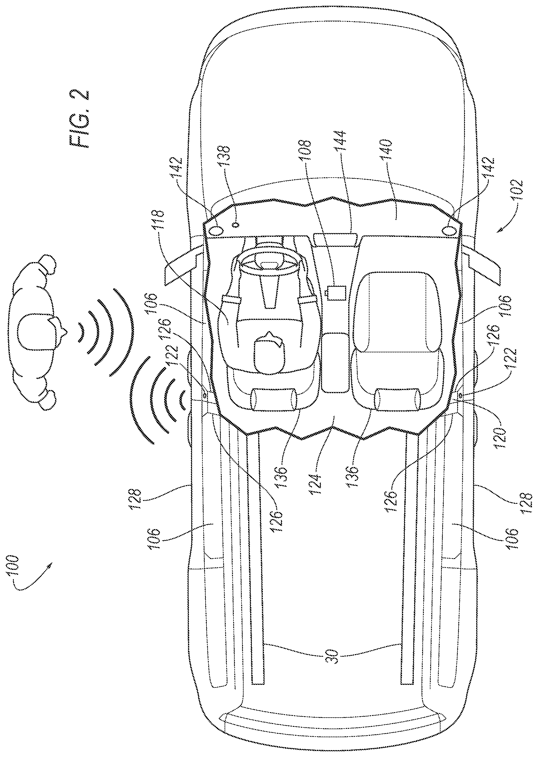 Patent US11787290 Figure 2 – Projection on a vehicle window