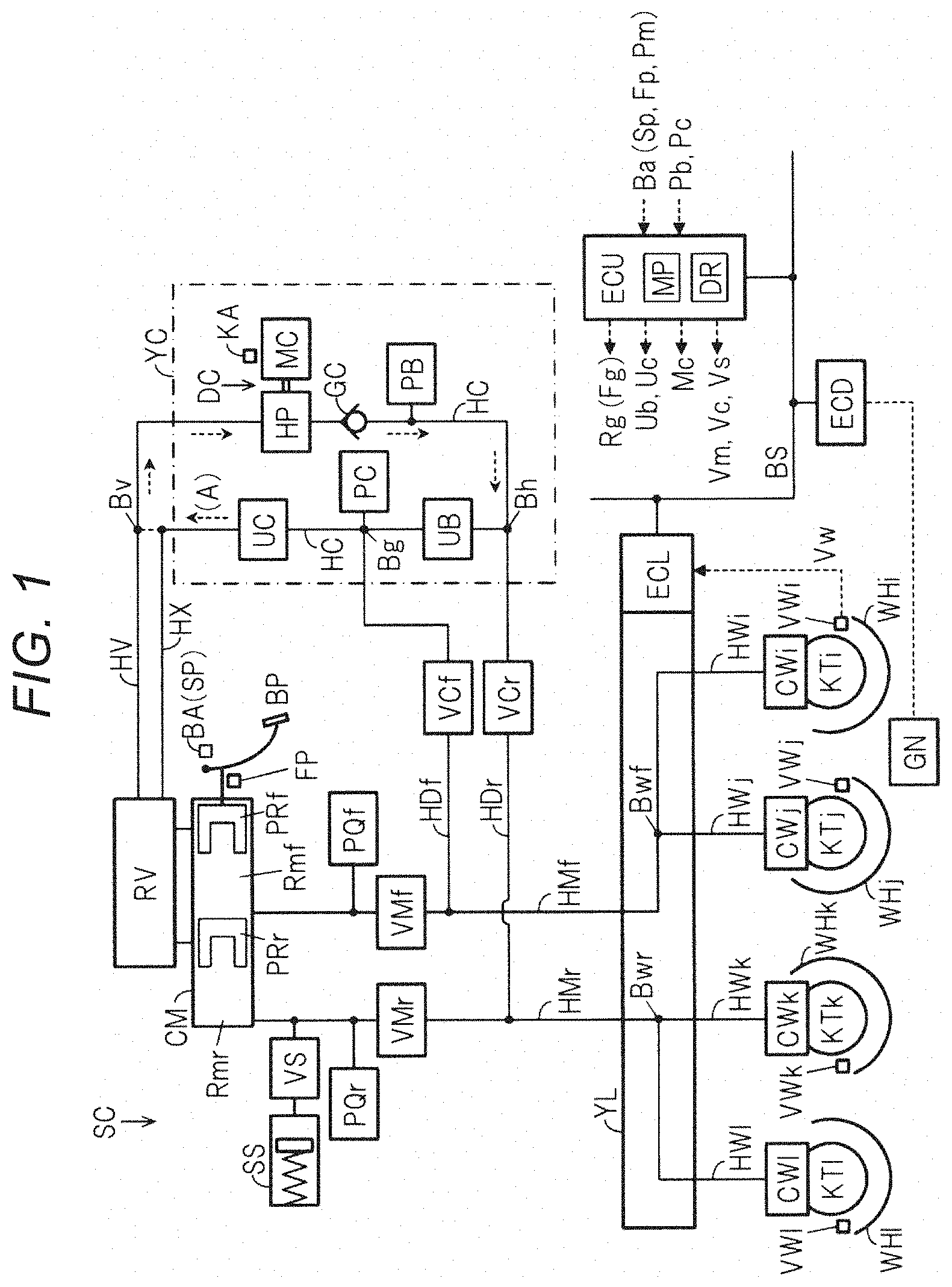 Patent US11787292 Figure 1 – Brake control device for vehicle