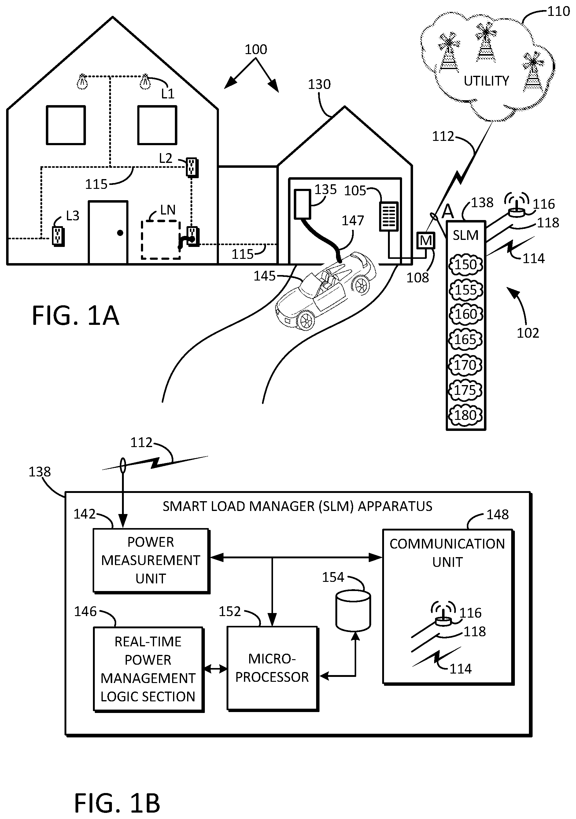 Patent US11787304 Figure 1 – Smart load management apparatus and system for electric vehicle charging