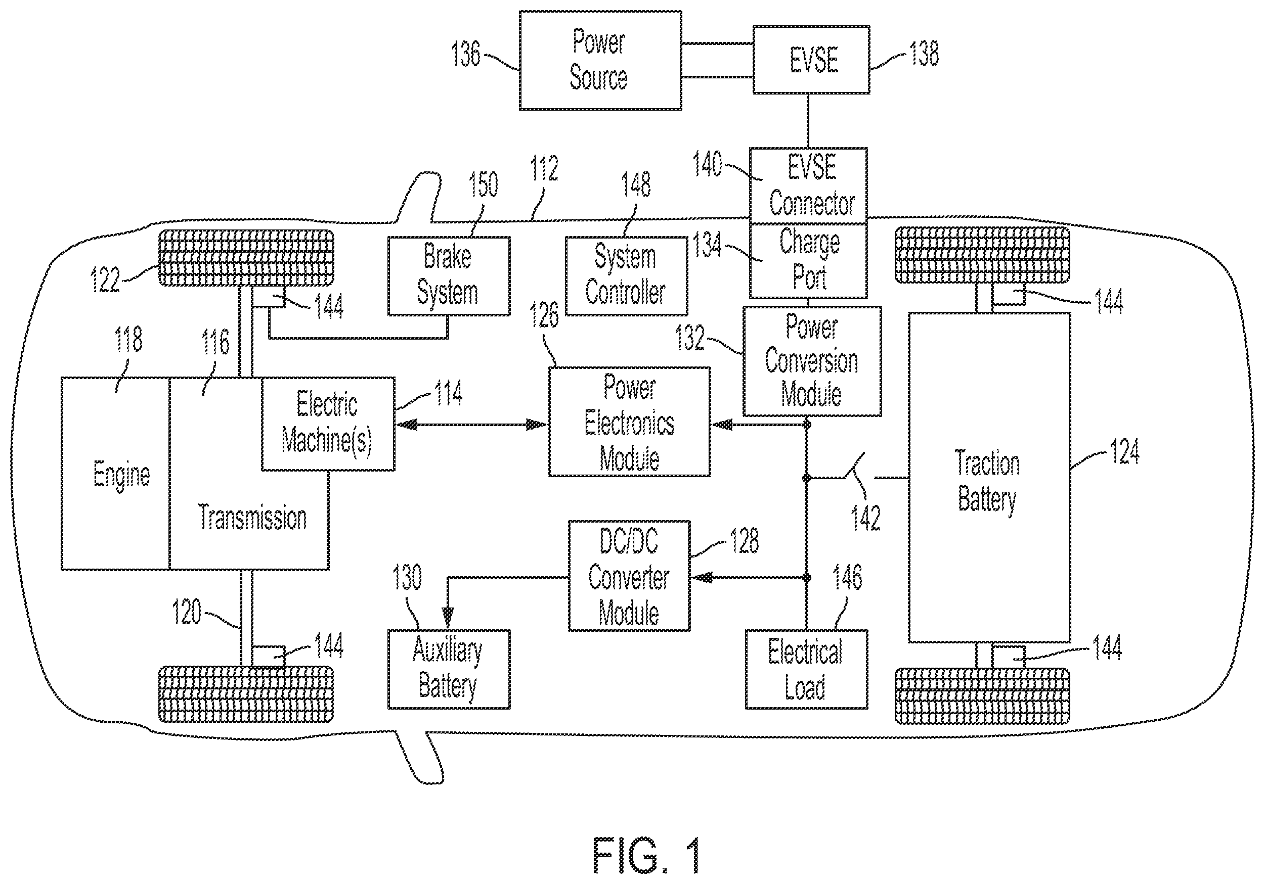 Patent US11787306 Figure 1 – Electrified vehicle control to reduce battery sensor heat generation