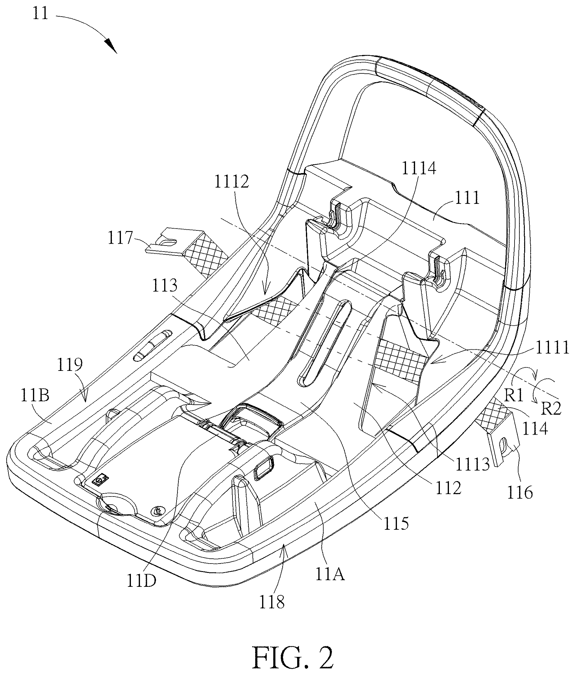 Patent US11787315 Figure 2 – Child restraint base and child restraint system