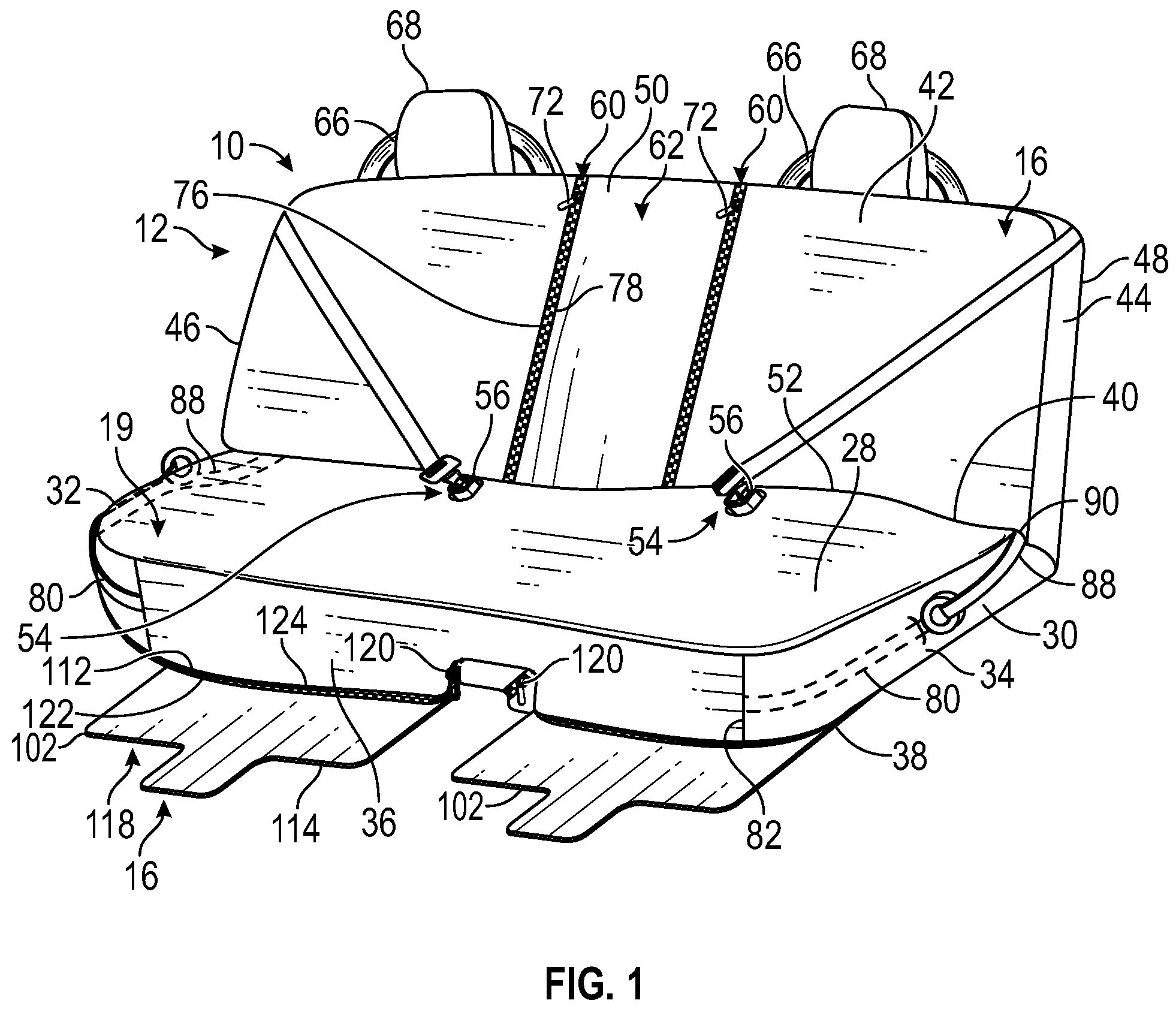 Patent US11787318 — Bench seat cover assembly — Figure 1