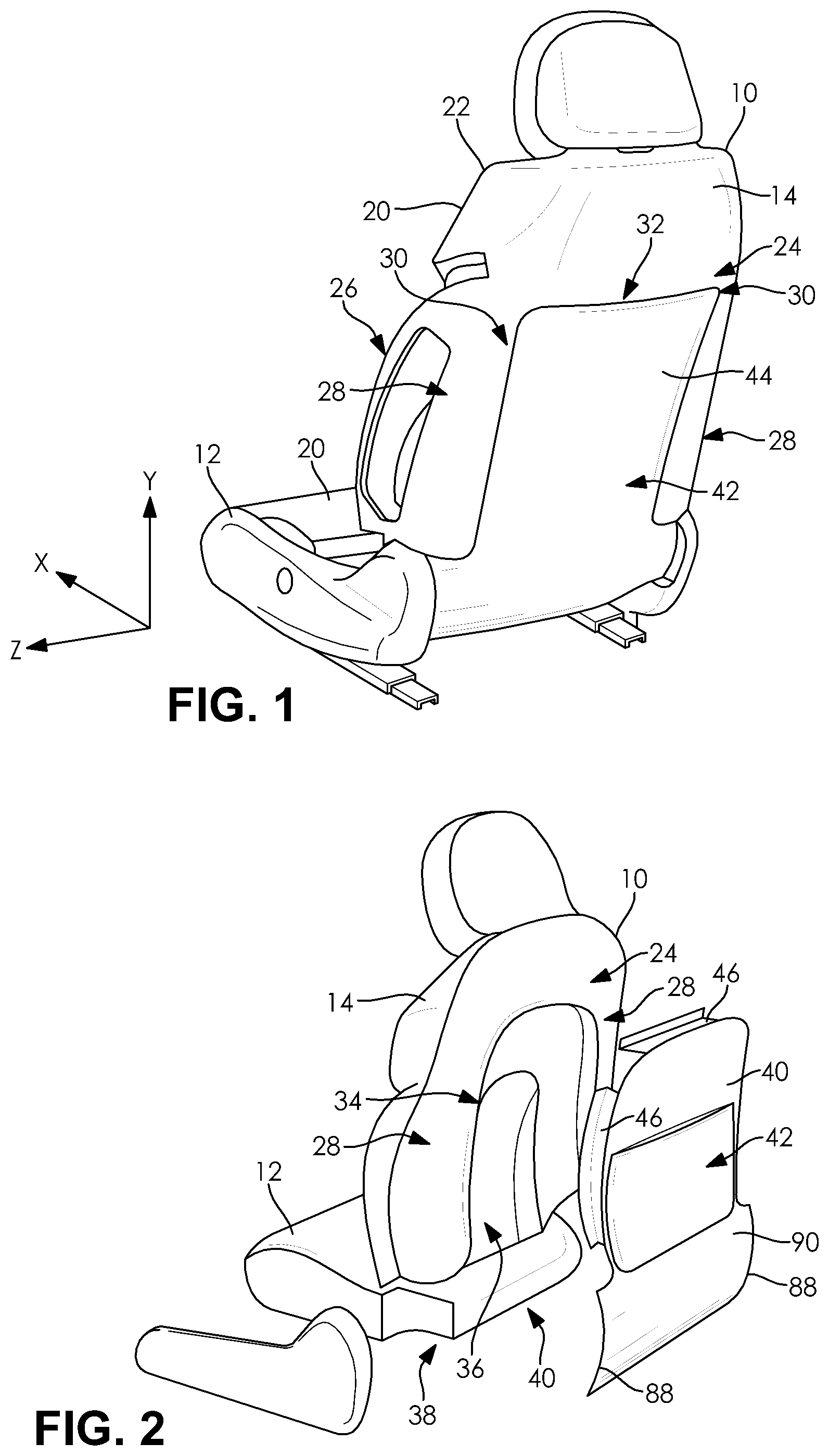 Patent US11787320 Figure 1 – Seat back panel