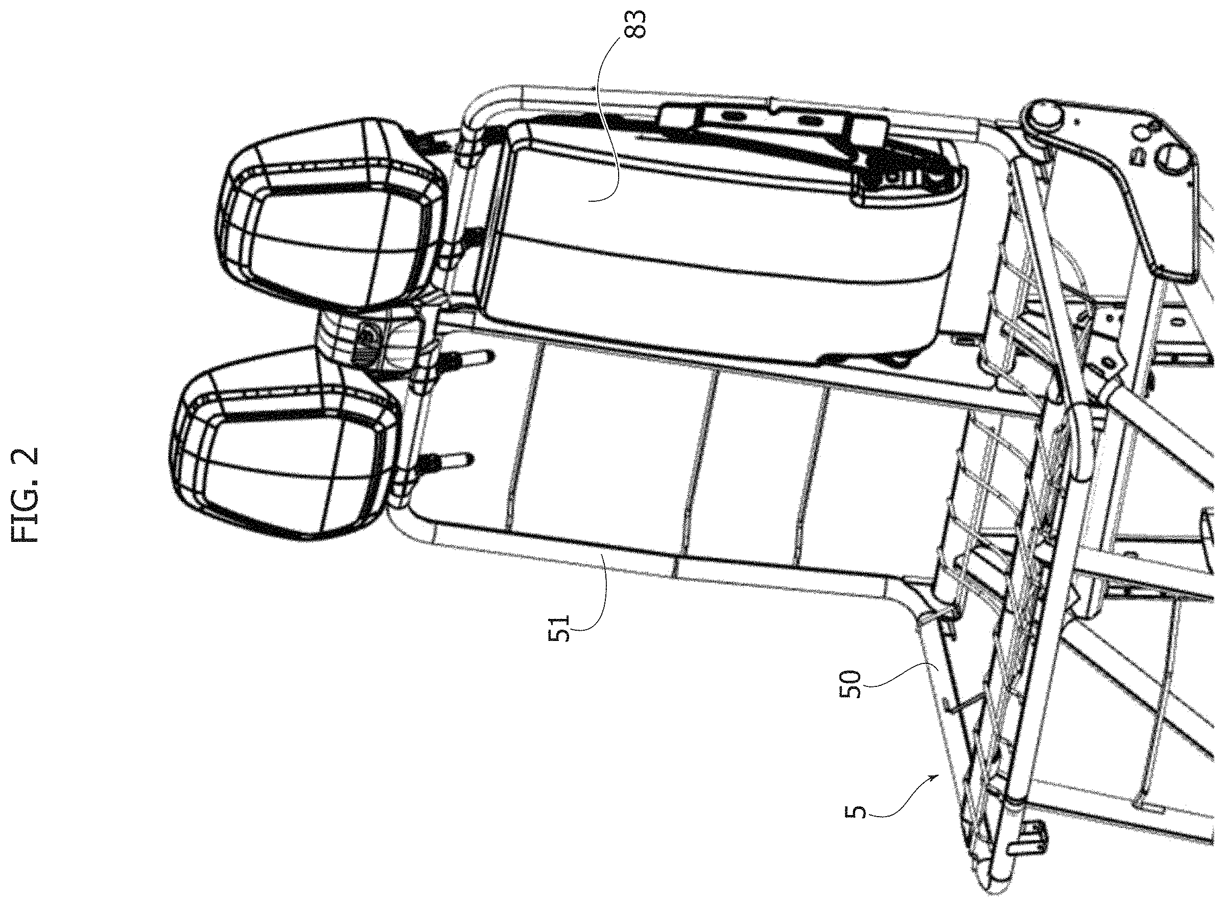 Patent US11787322 Figure 2 – Table unit for a motor-vehicle seat; motor-vehicle seat provided with this unit and motor-vehicle including this seat
