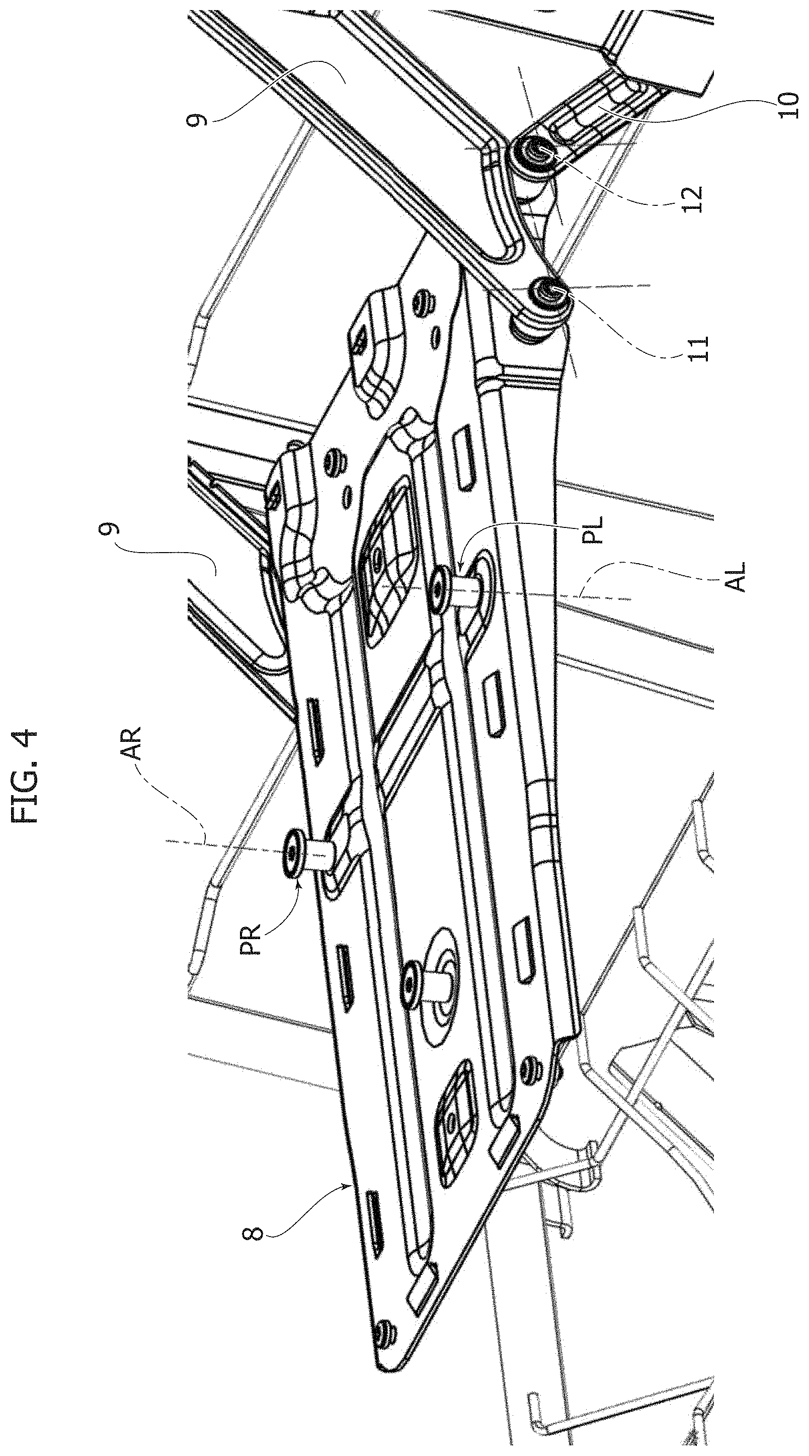 Patent US11787322 Figure 4 – Table unit for a motor-vehicle seat; motor-vehicle seat provided with this unit and motor-vehicle including this seat