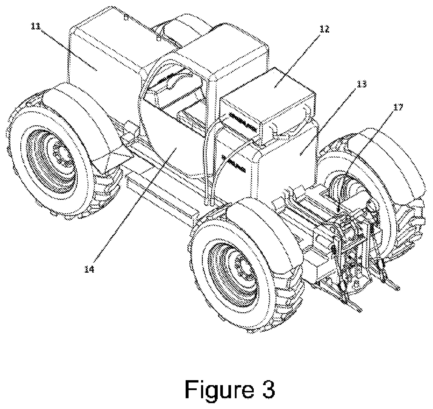 Patent US11787327 Figure 3 – Machine configuration system capable of different works by means of various components and equipments