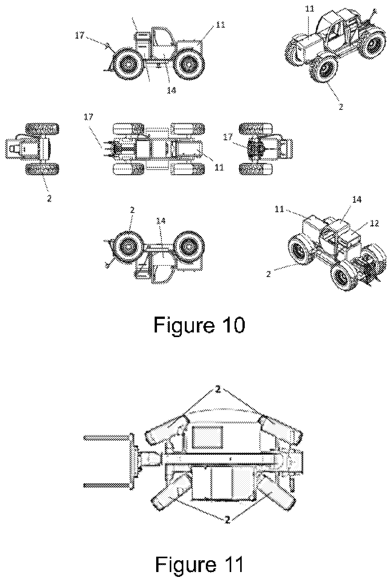 Patent US11787327 Figure 10 – Machine configuration system capable of different works by means of various components and equipments