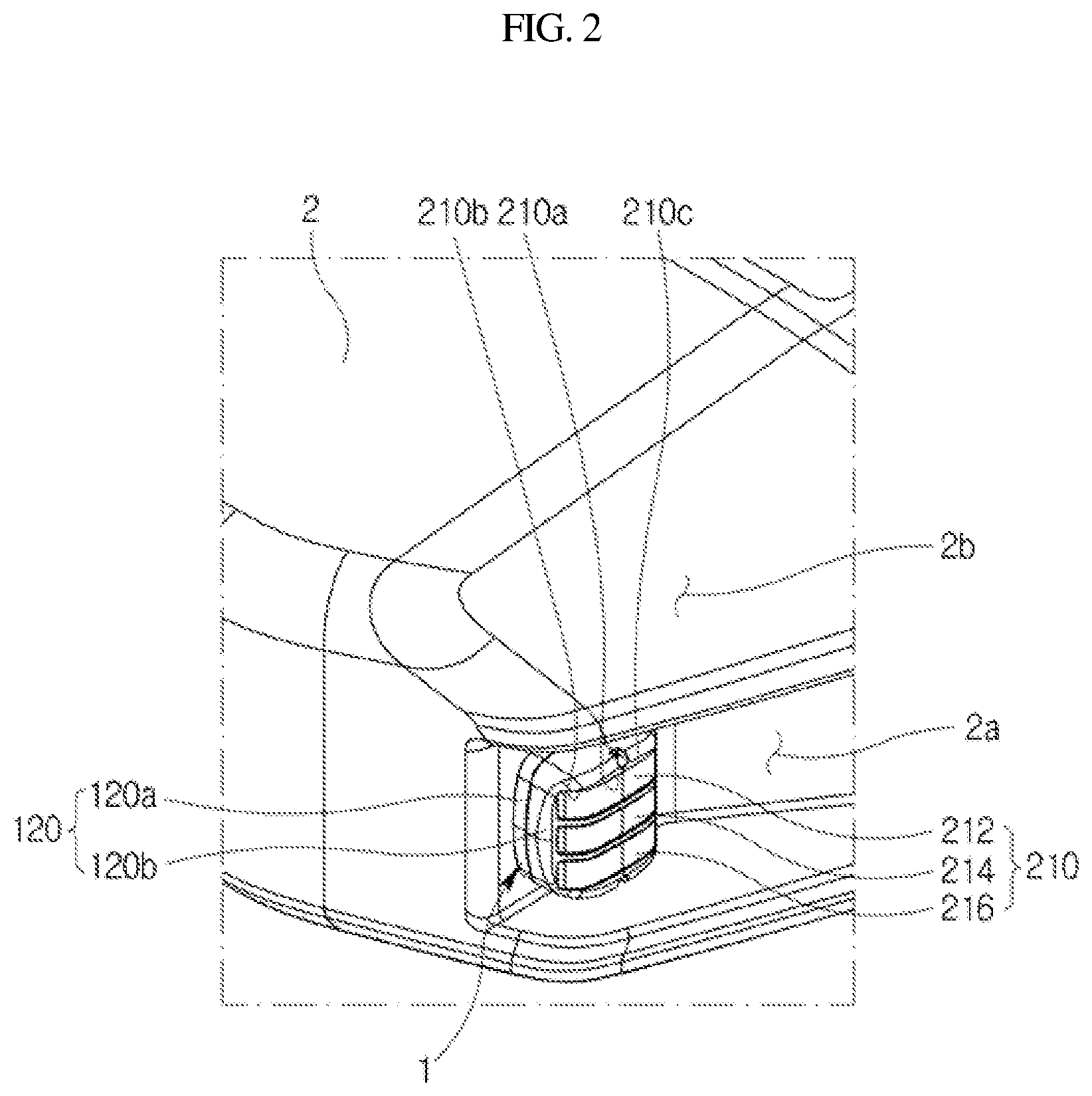 Patent US11787329 Figure 2 – Lamp module for industrial vehicle and industrial vehicle including the same