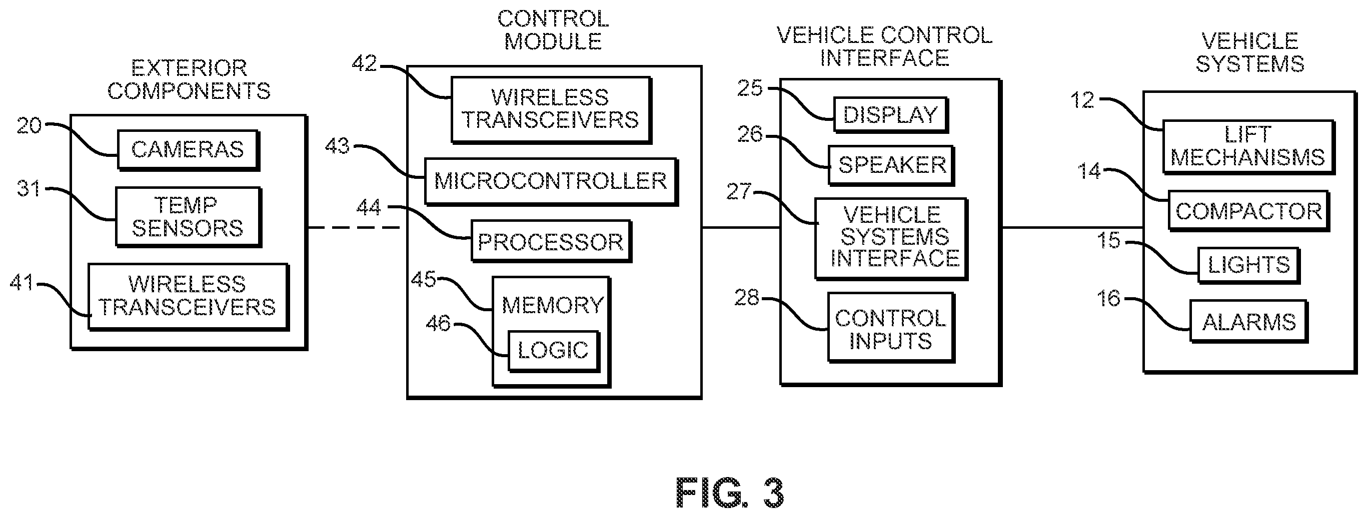 Patent US11787333 Figure 3 – Garbage truck camera and safety system