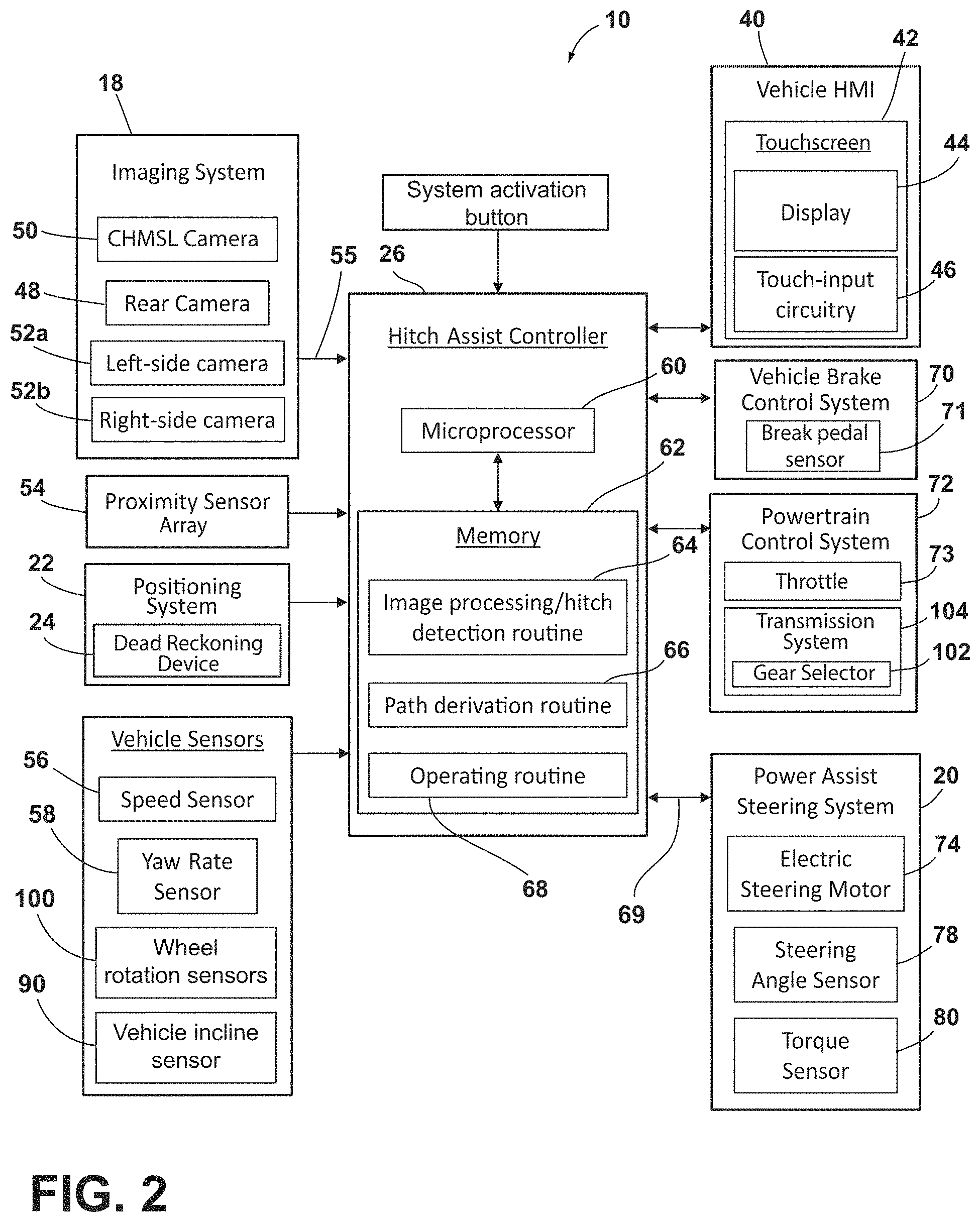 Patent US11787336 Figure 2 – Trailer hitching assistance system including trailer type identification and adaptive interface