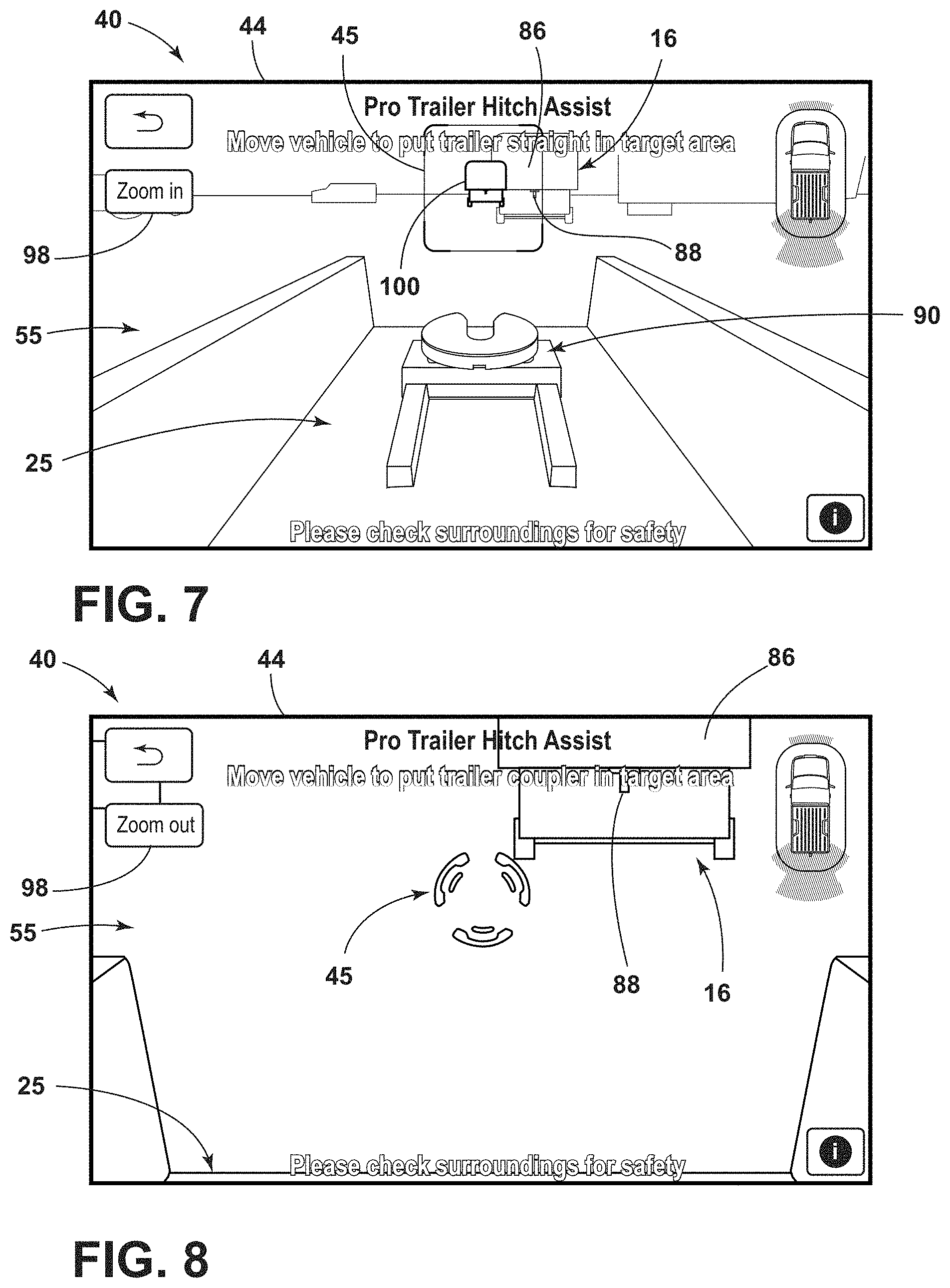 Patent US11787336 Figure 7 – Trailer hitching assistance system including trailer type identification and adaptive interface