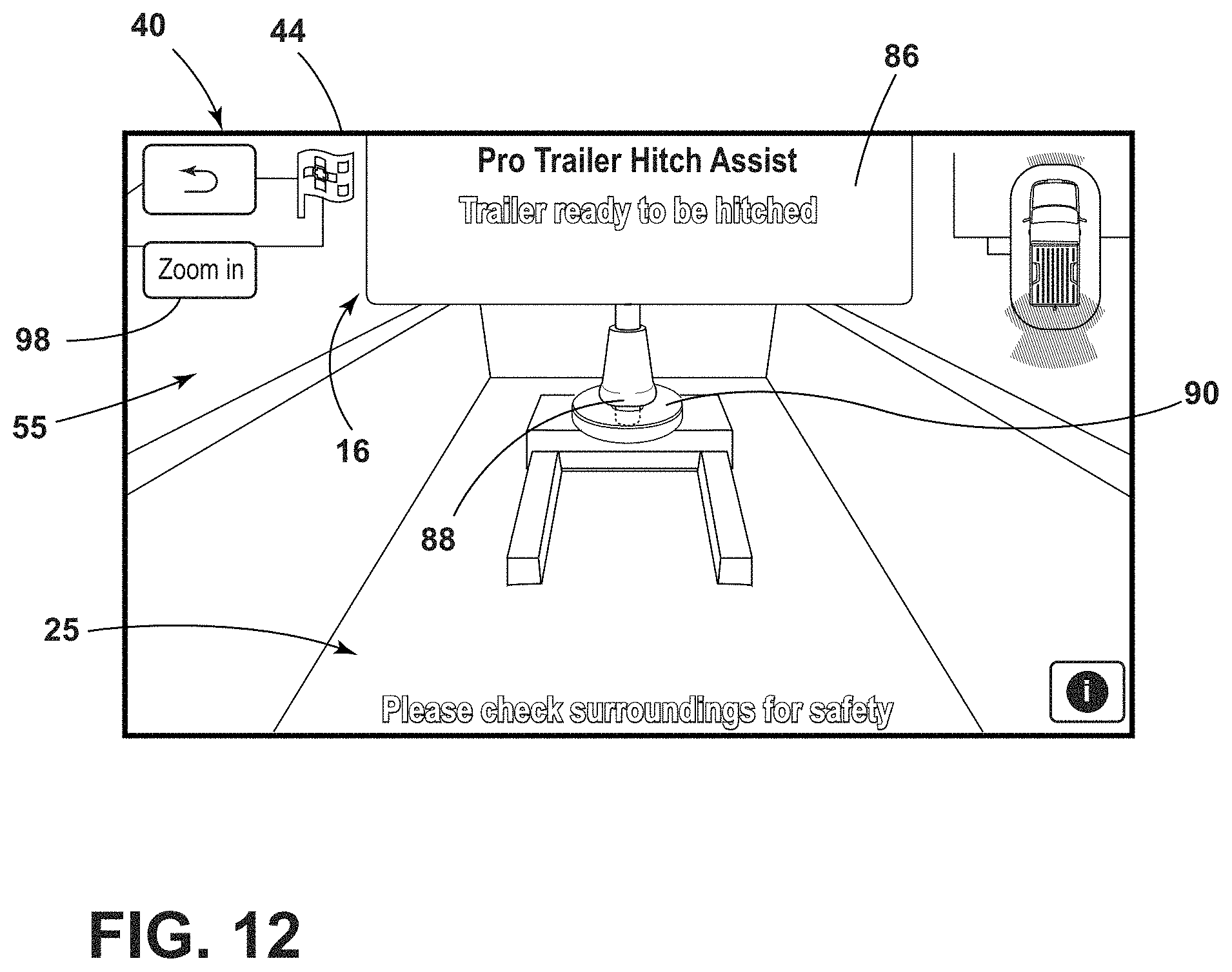 Patent US11787336 Figure 10 – Trailer hitching assistance system including trailer type identification and adaptive interface