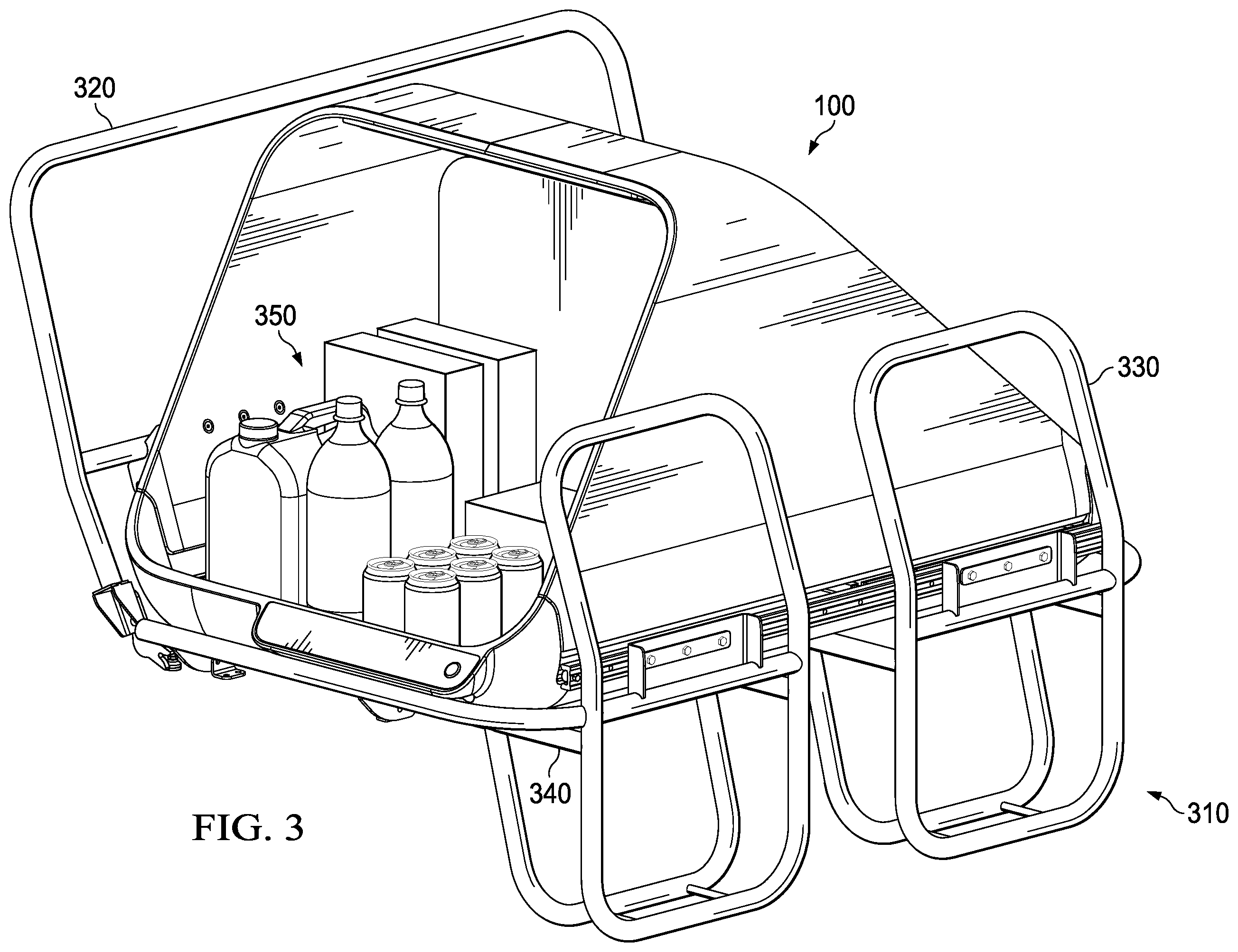 Patent US11787344 Figure 3 – Open interior delivery container