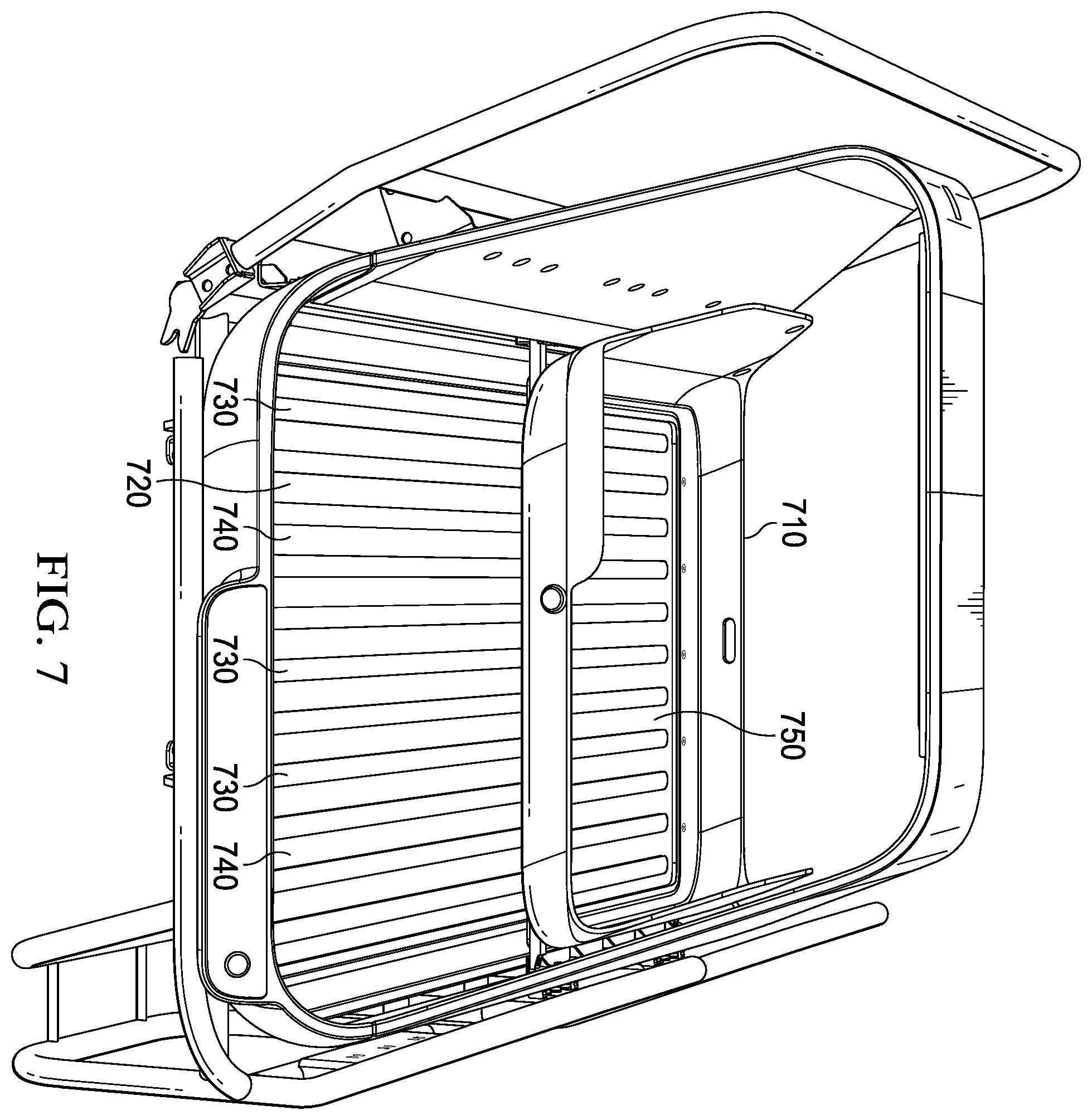 Patent US11787344 Figure 7 – Open interior delivery container