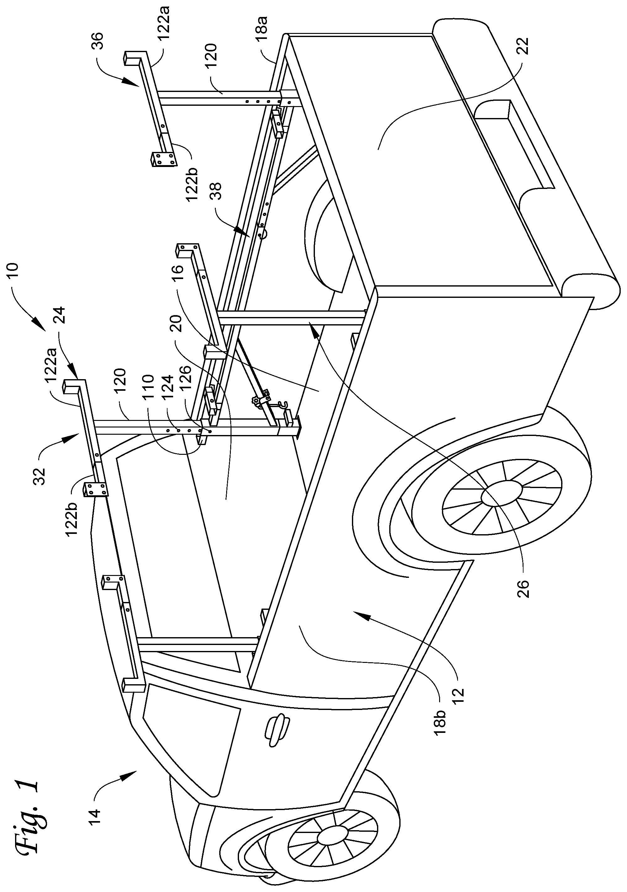 Patent US11787347 — Universal, no drill ladder rack — Figure 1