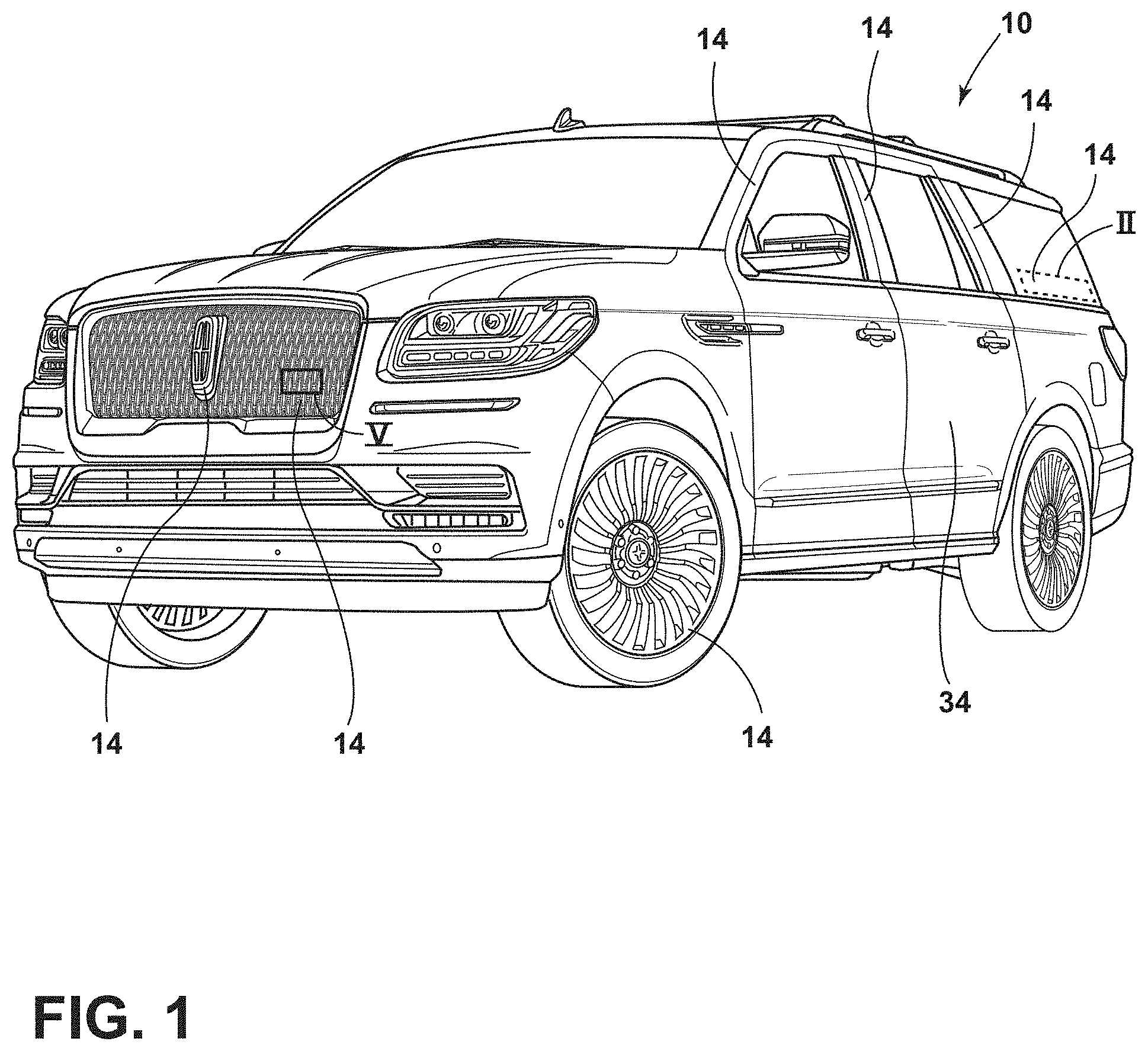 Patent US11787352 Figure 1 – Vehicle appliques