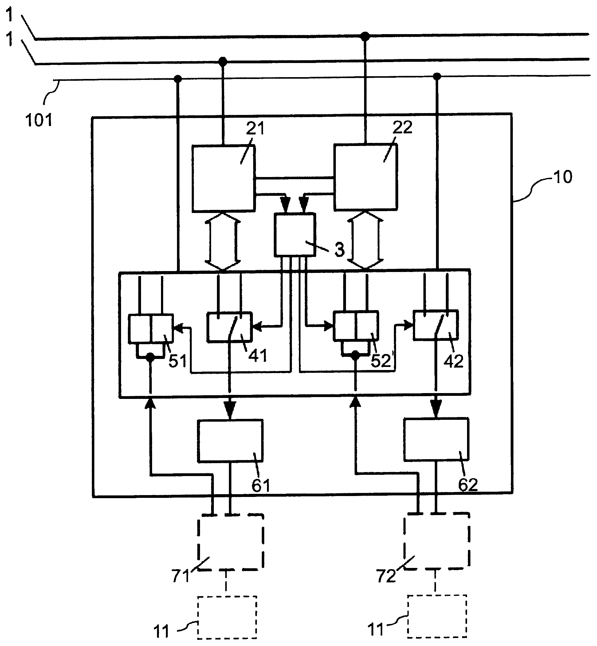 Patent US11787355 Figure 1 – Protection circuitry and a method for protecting a vehicle power supply