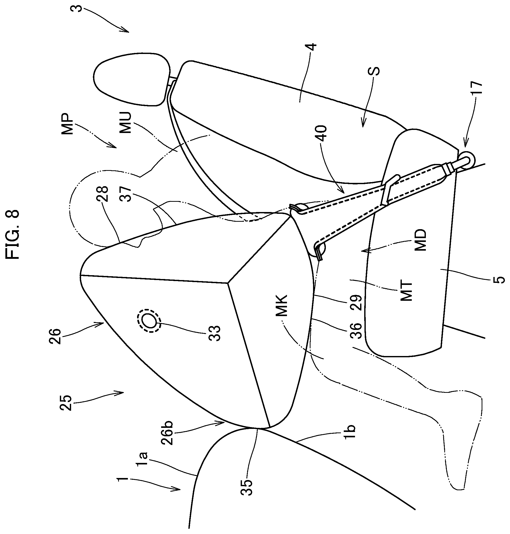 Patent US11787358 Figure 8 – Occupant protection device