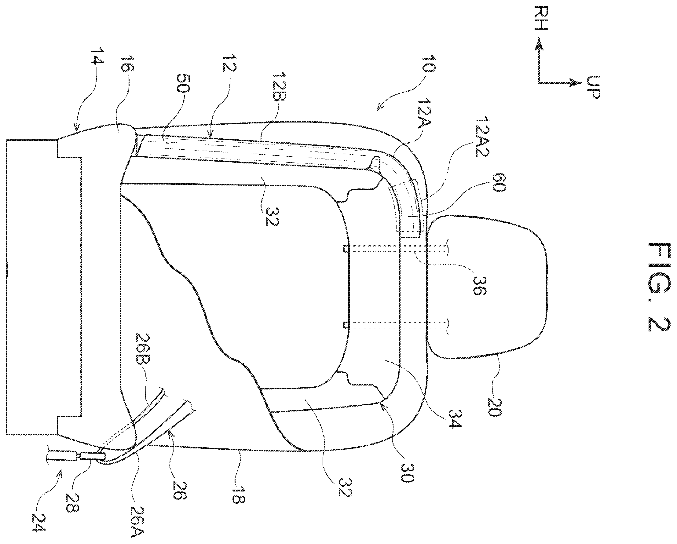 Patent US11787360 Figure 2 – Vehicle seat and method for folding side airbag