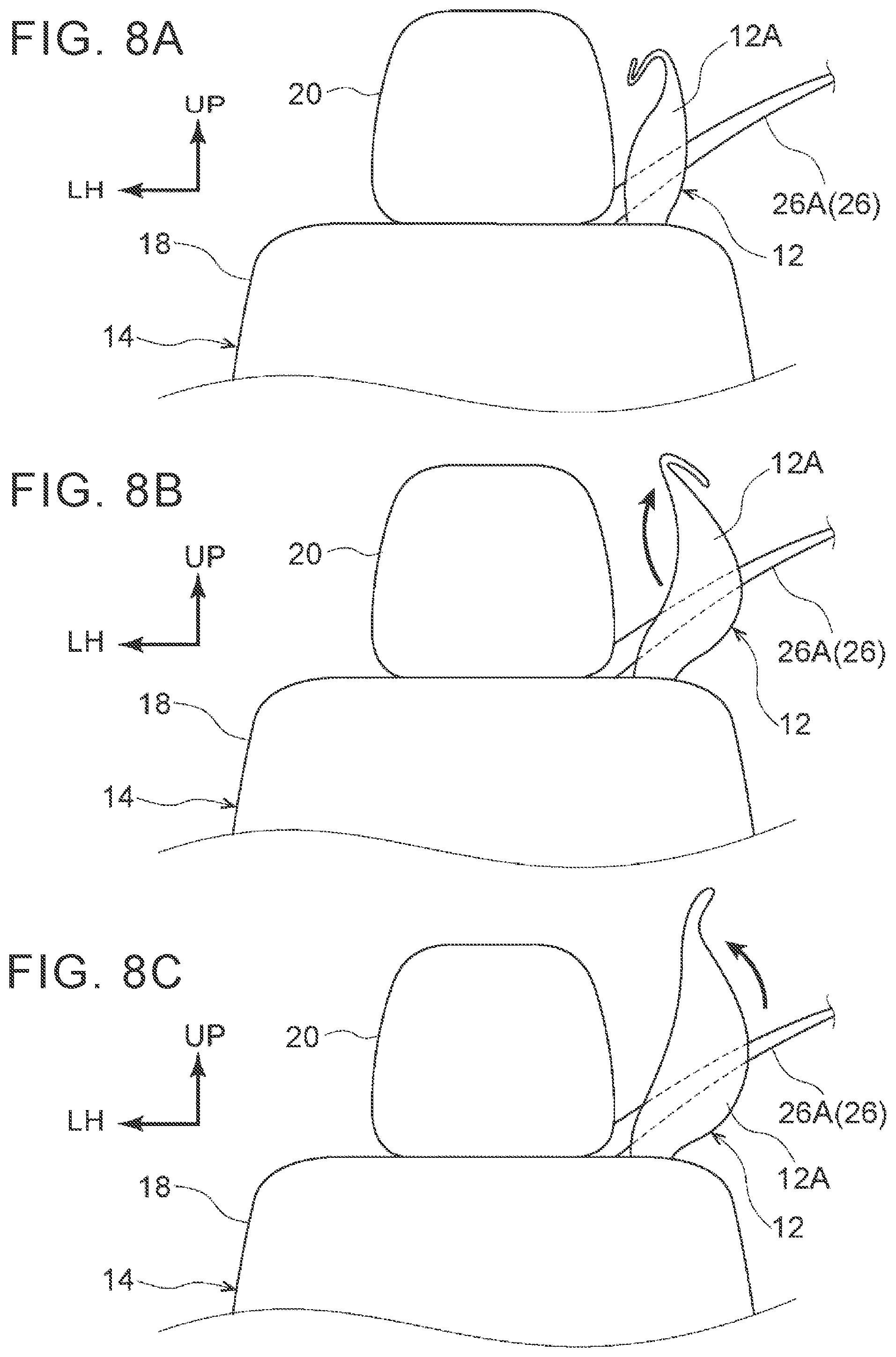 Patent US11787360 Figure 8 – Vehicle seat and method for folding side airbag
