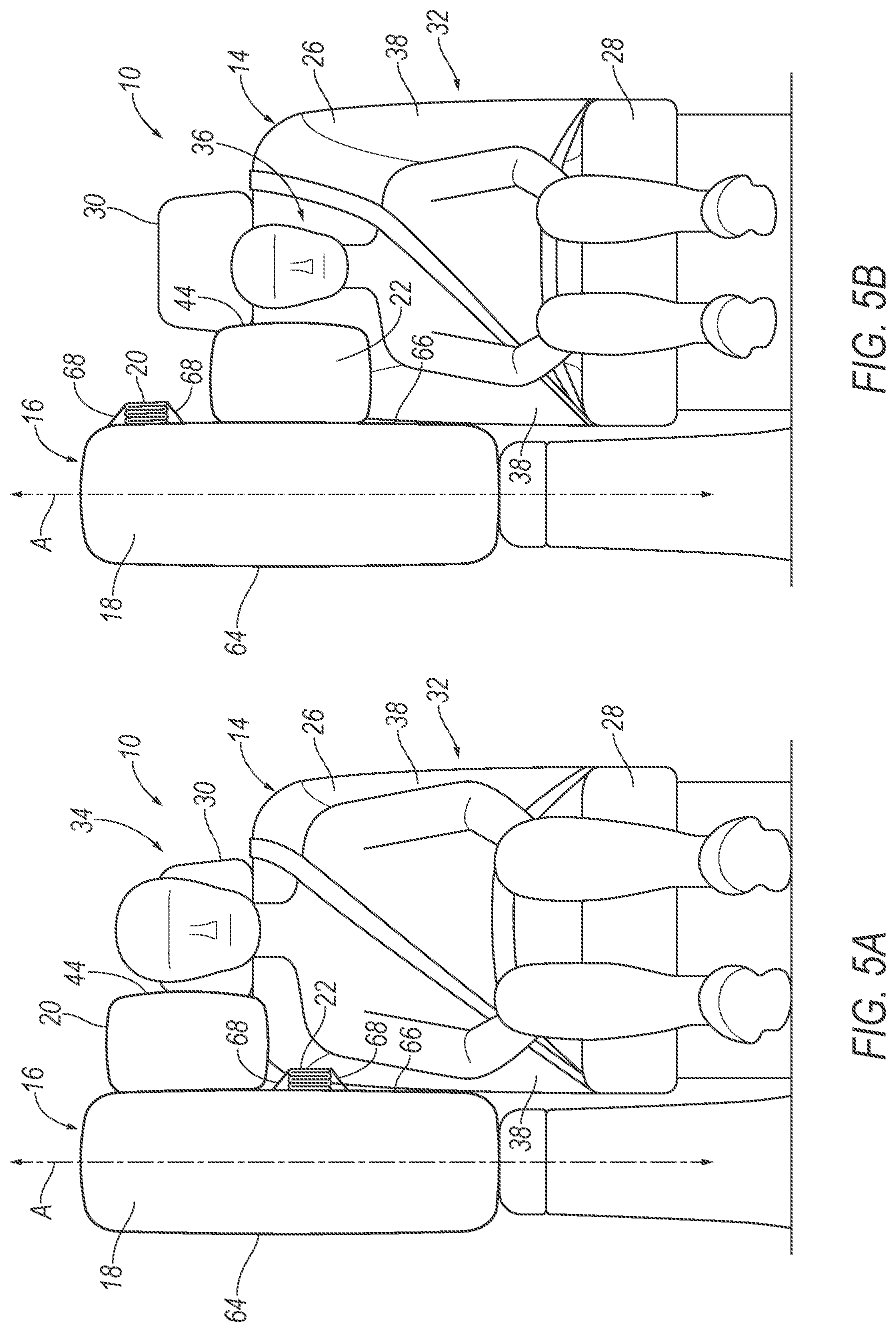 Patent US11787361 Figure 5 – Selectively inflatable airbag side chambers