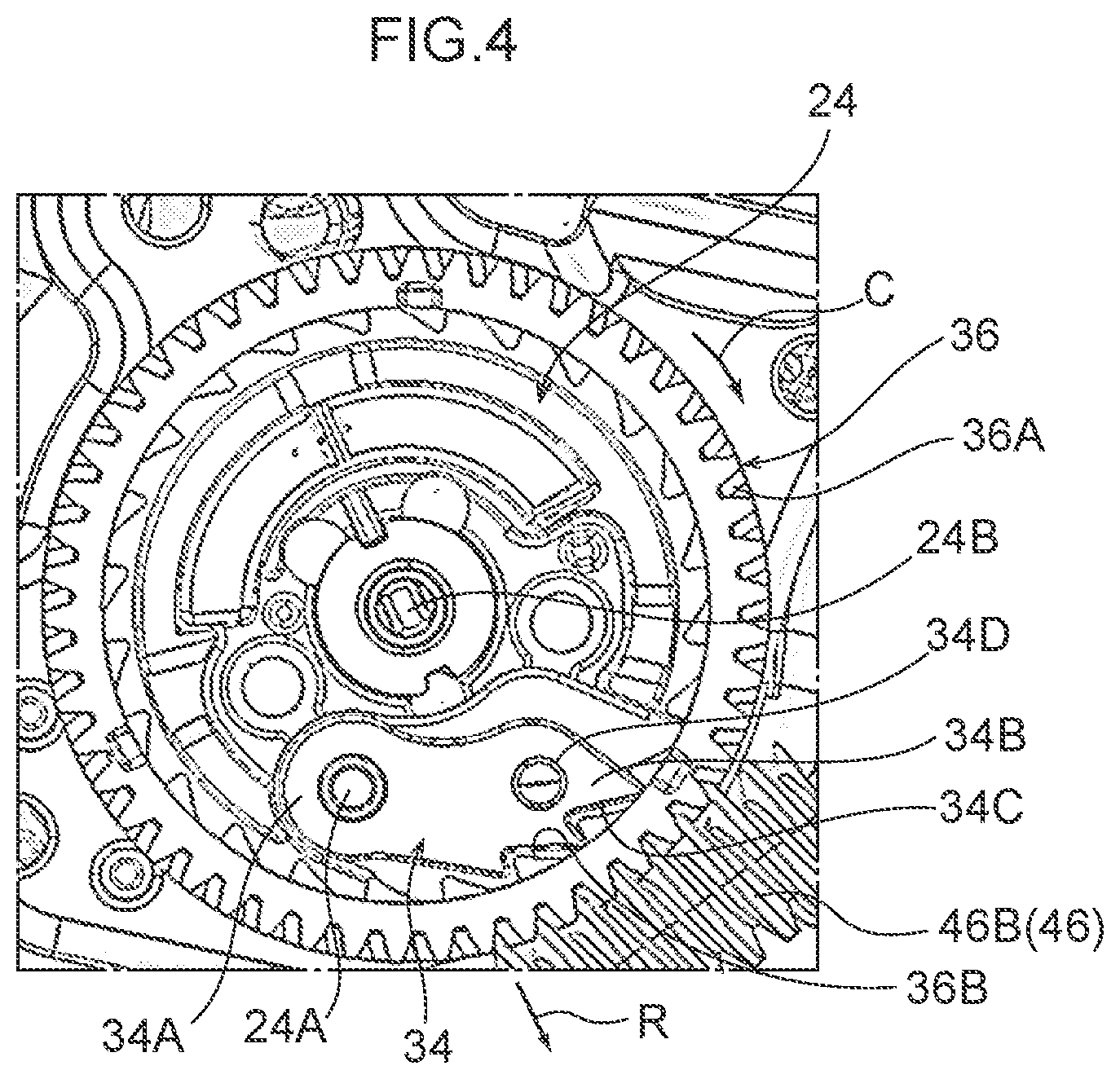 Patent US11787363 Figure 4 – Webbing take-up device