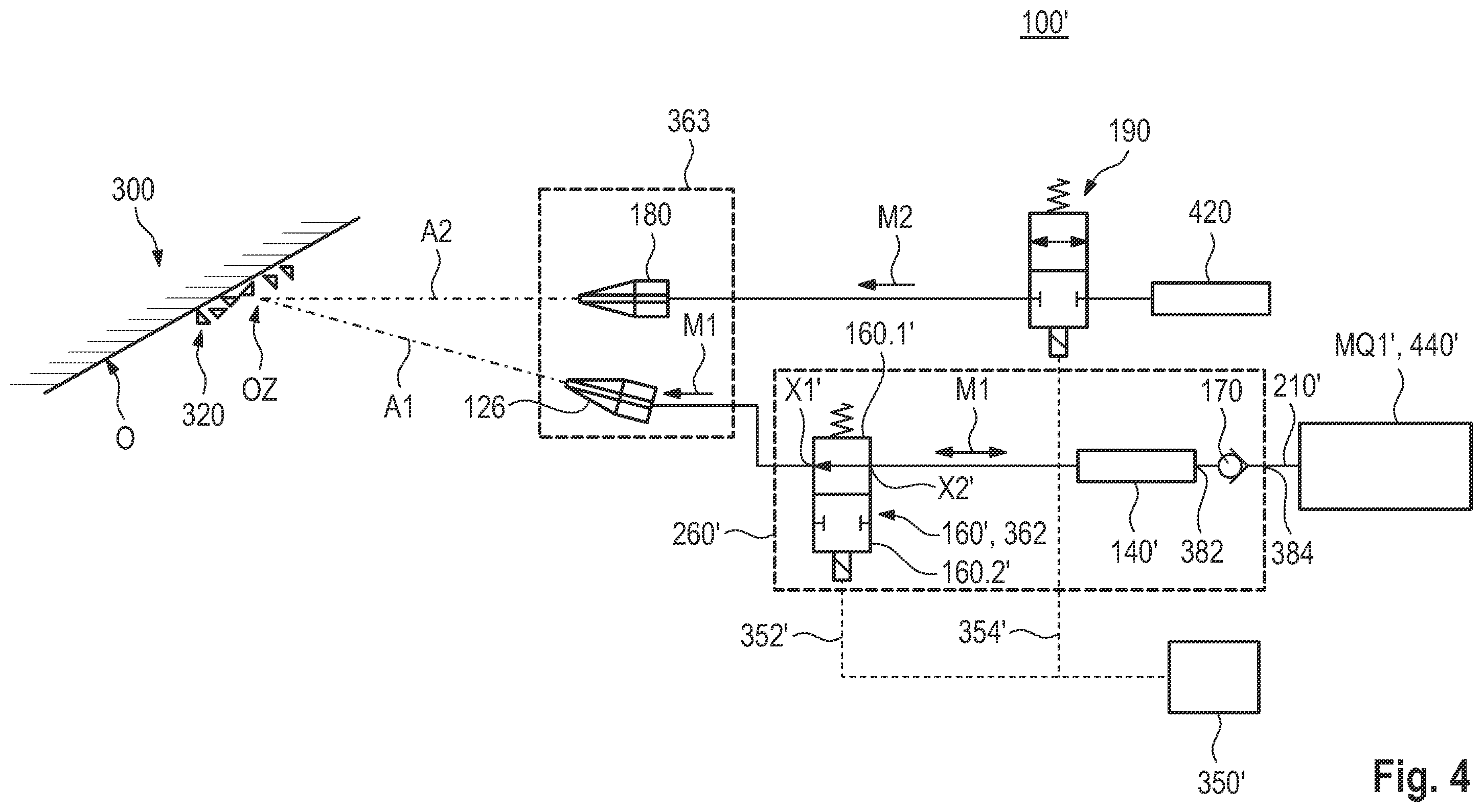 Patent US11787370 Figure 4 – Cleaning device, compressed-air system, vehicle and cleaning method