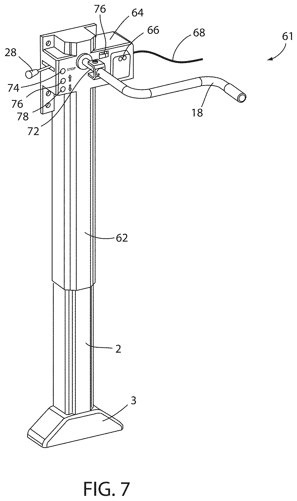 Patent US11787372 Figure 8 – Apparatus and method for lowering and raising a trailer
