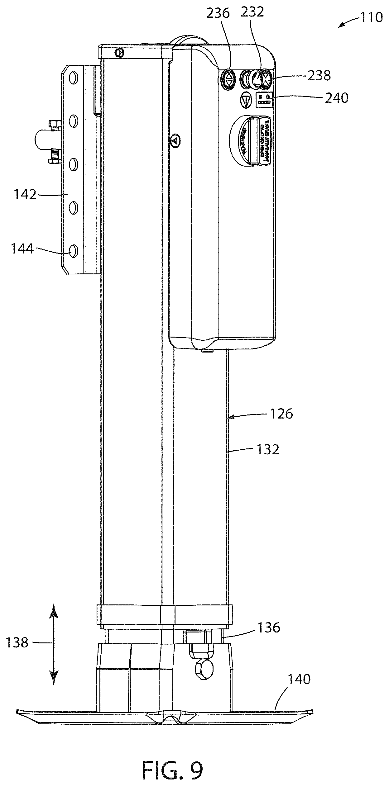 Patent US11787372 Figure 10 – Apparatus and method for lowering and raising a trailer