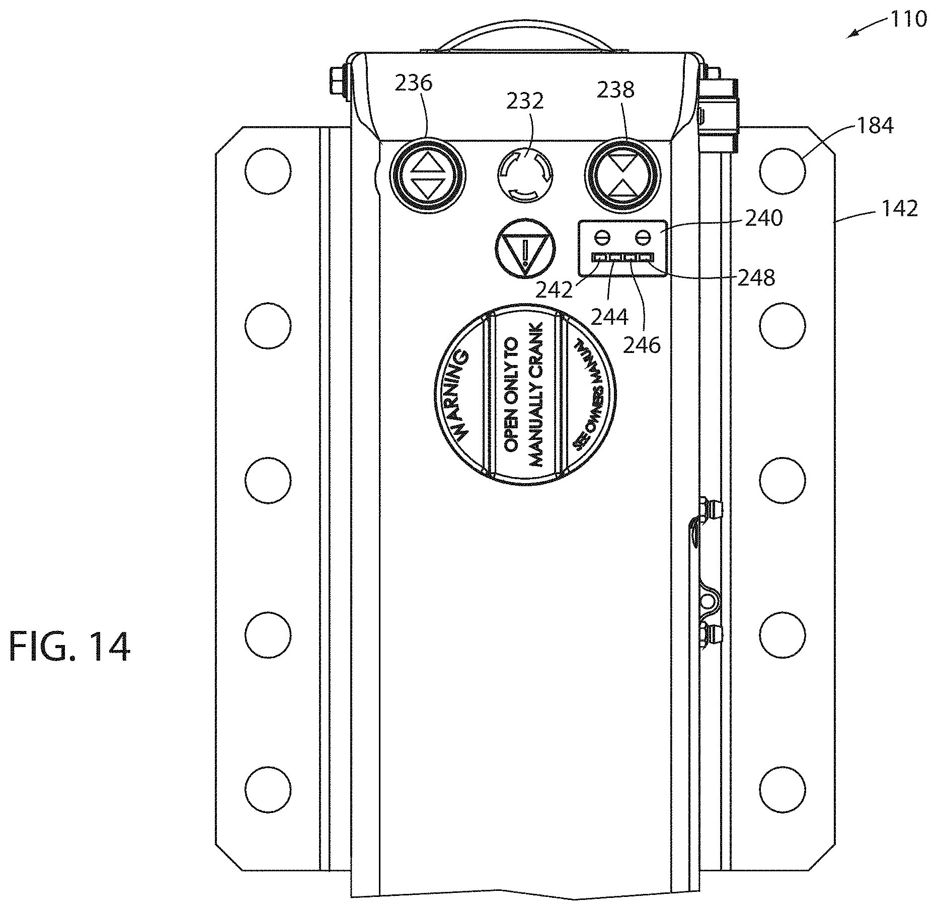 Patent US11787372 Figure 15 – Apparatus and method for lowering and raising a trailer