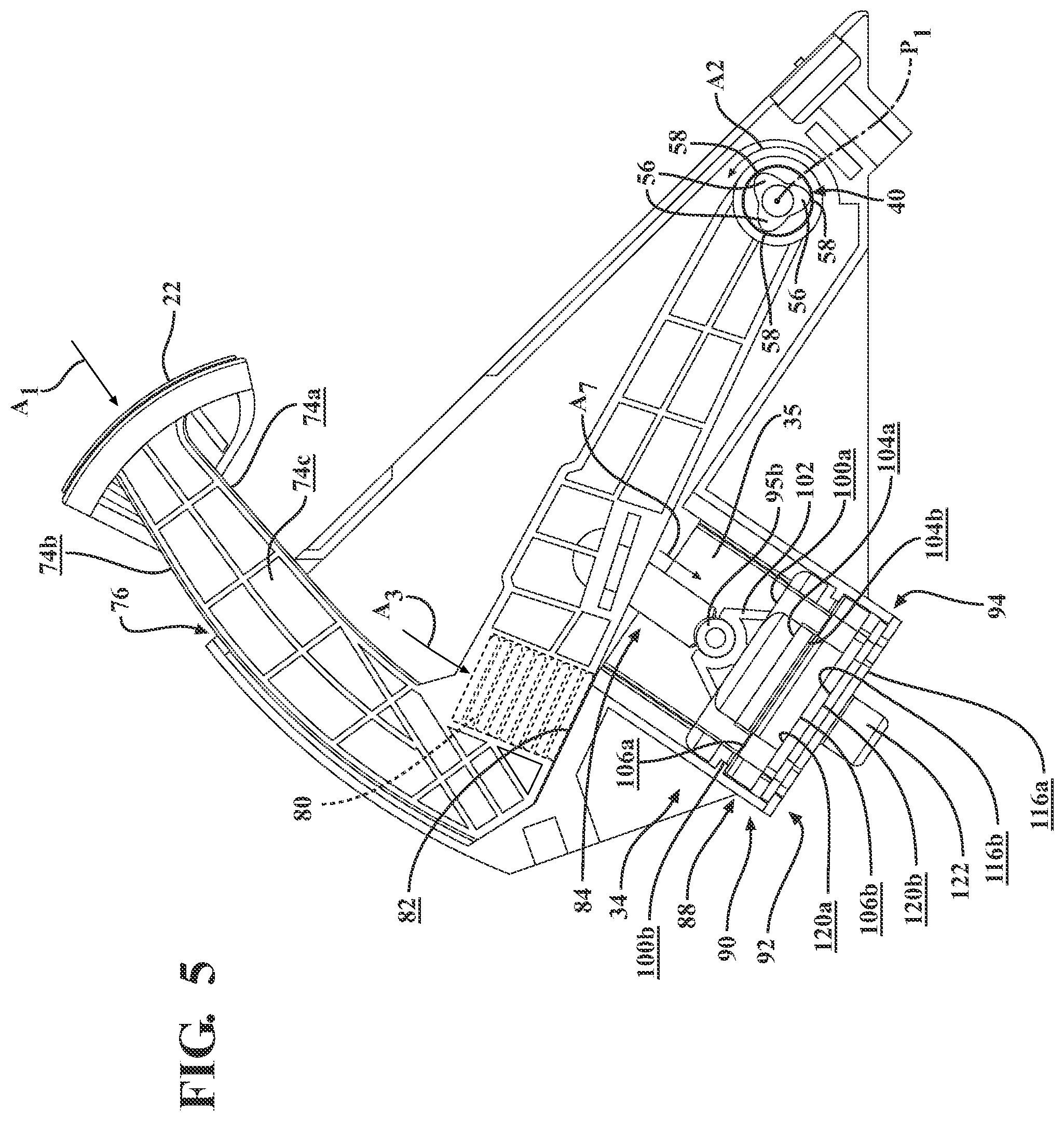Patent US11787373 Figure 4 – Passive pedal force emulator pedal assembly