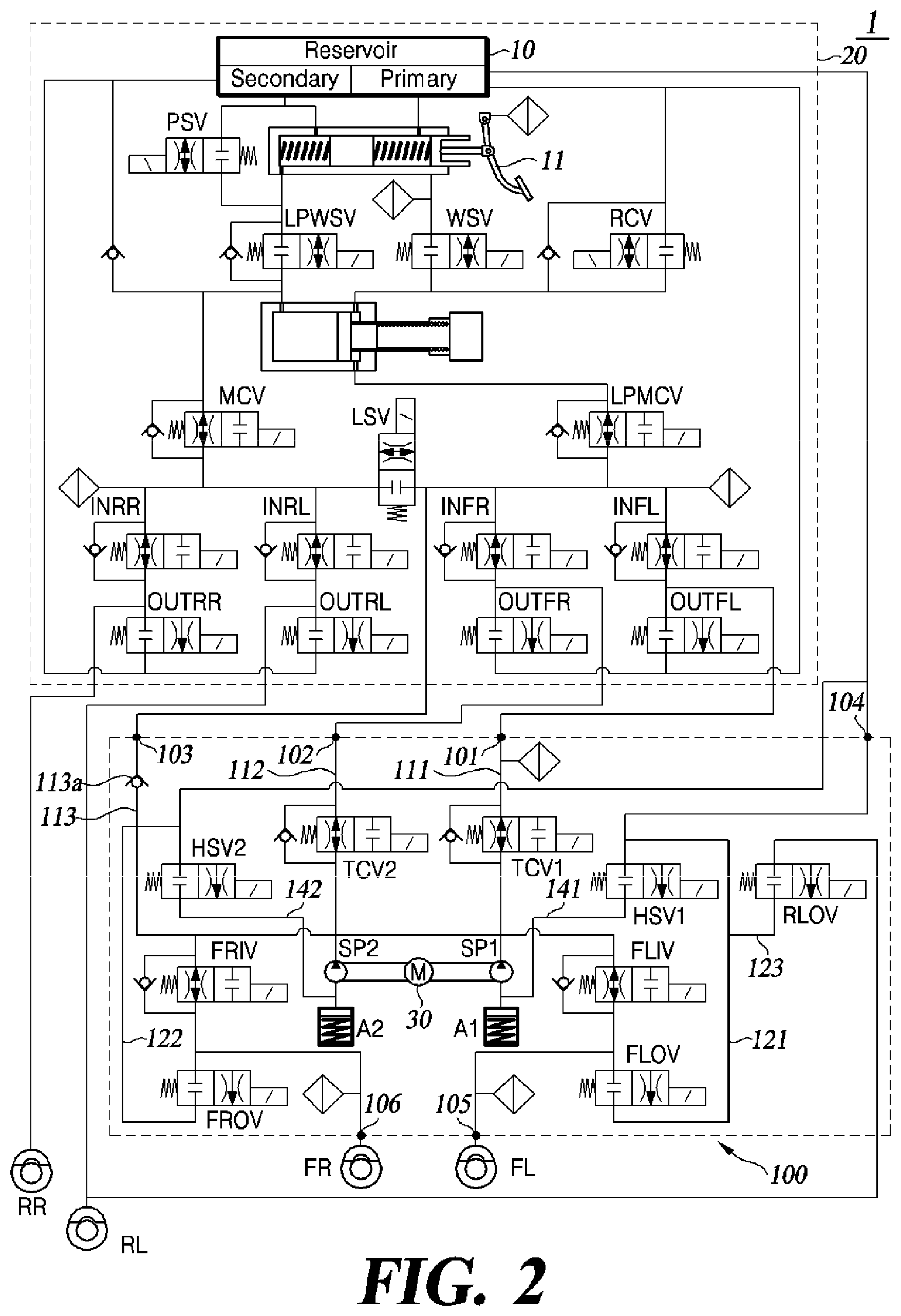 Patent US11787377 Figure 2 – Method and apparatus for controlling electric hydraulic brake