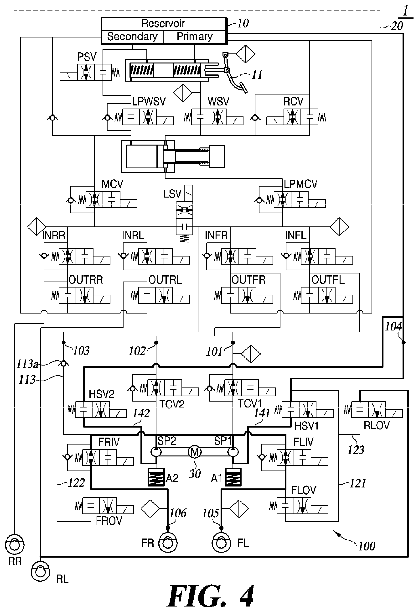 Patent US11787377 Figure 4 – Method and apparatus for controlling electric hydraulic brake