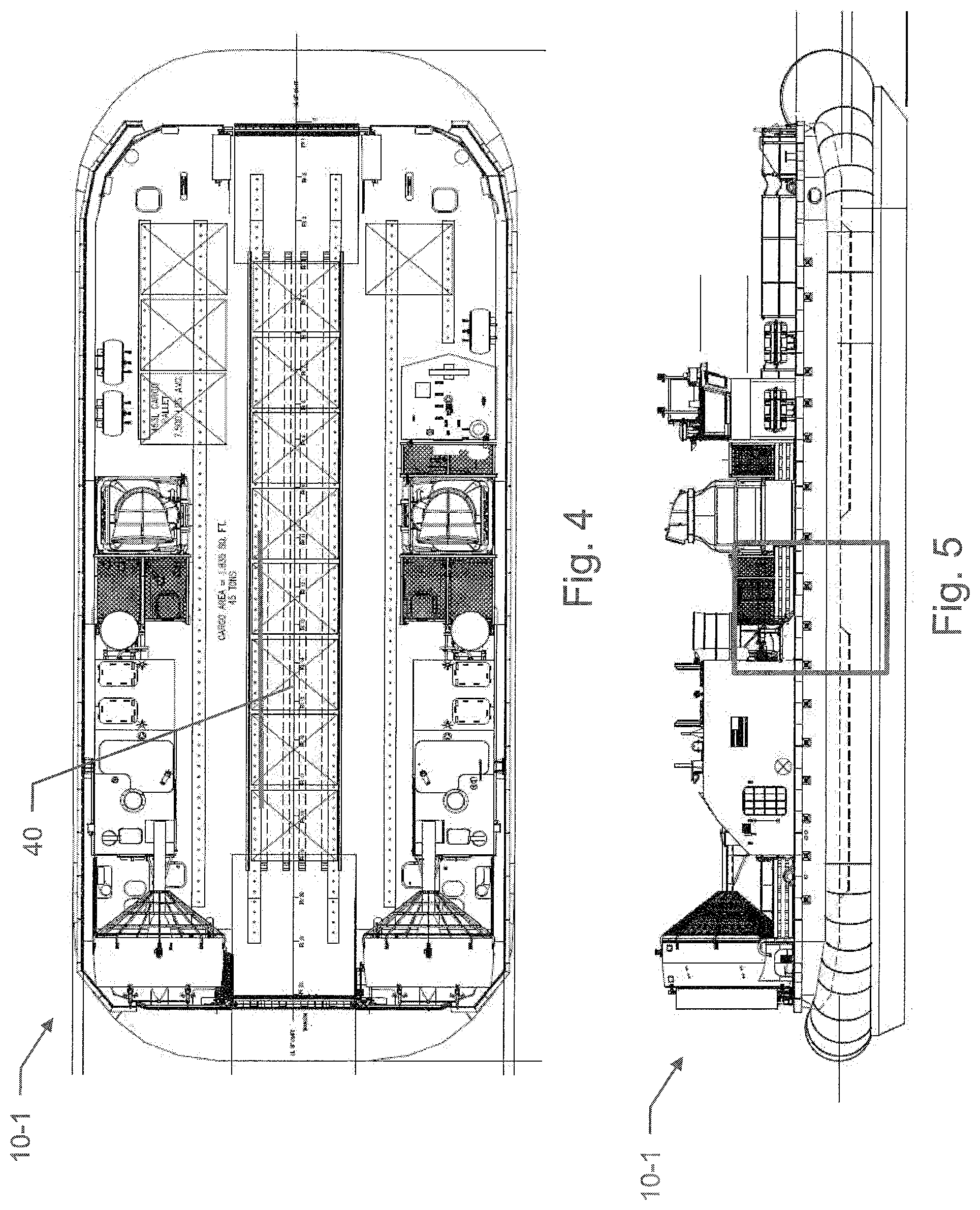 Patent US11787383 Figure 3 – Utilizing a multi-track cargo handling assembly on an amphibious air-cushion vehicle