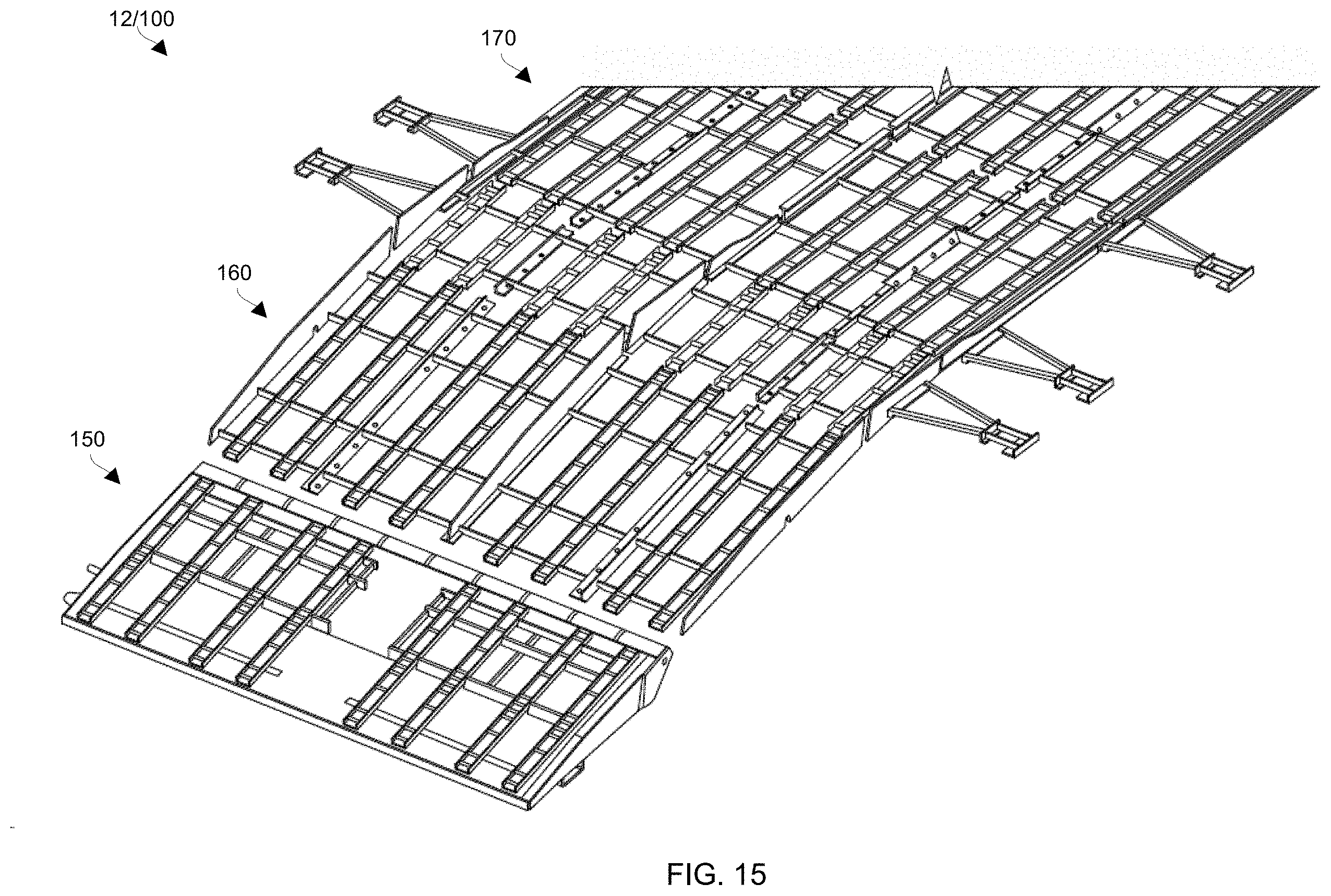 Patent US11787383 Figure 12 – Utilizing a multi-track cargo handling assembly on an amphibious air-cushion vehicle
