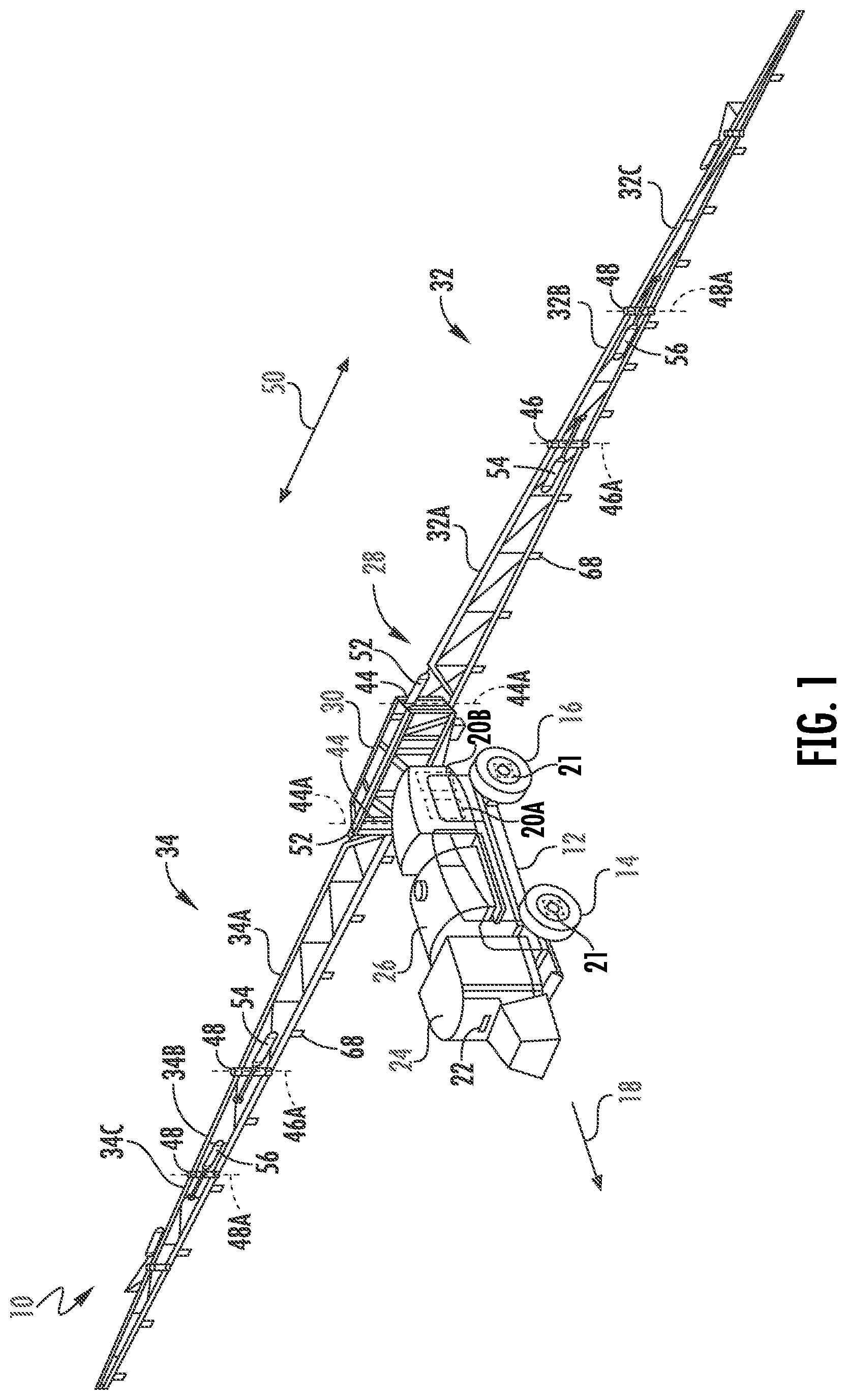Patent US11787385 Figure 1 – Agricultural system and method for preventing roll-back of an agricultural vehicle on a sloped surface