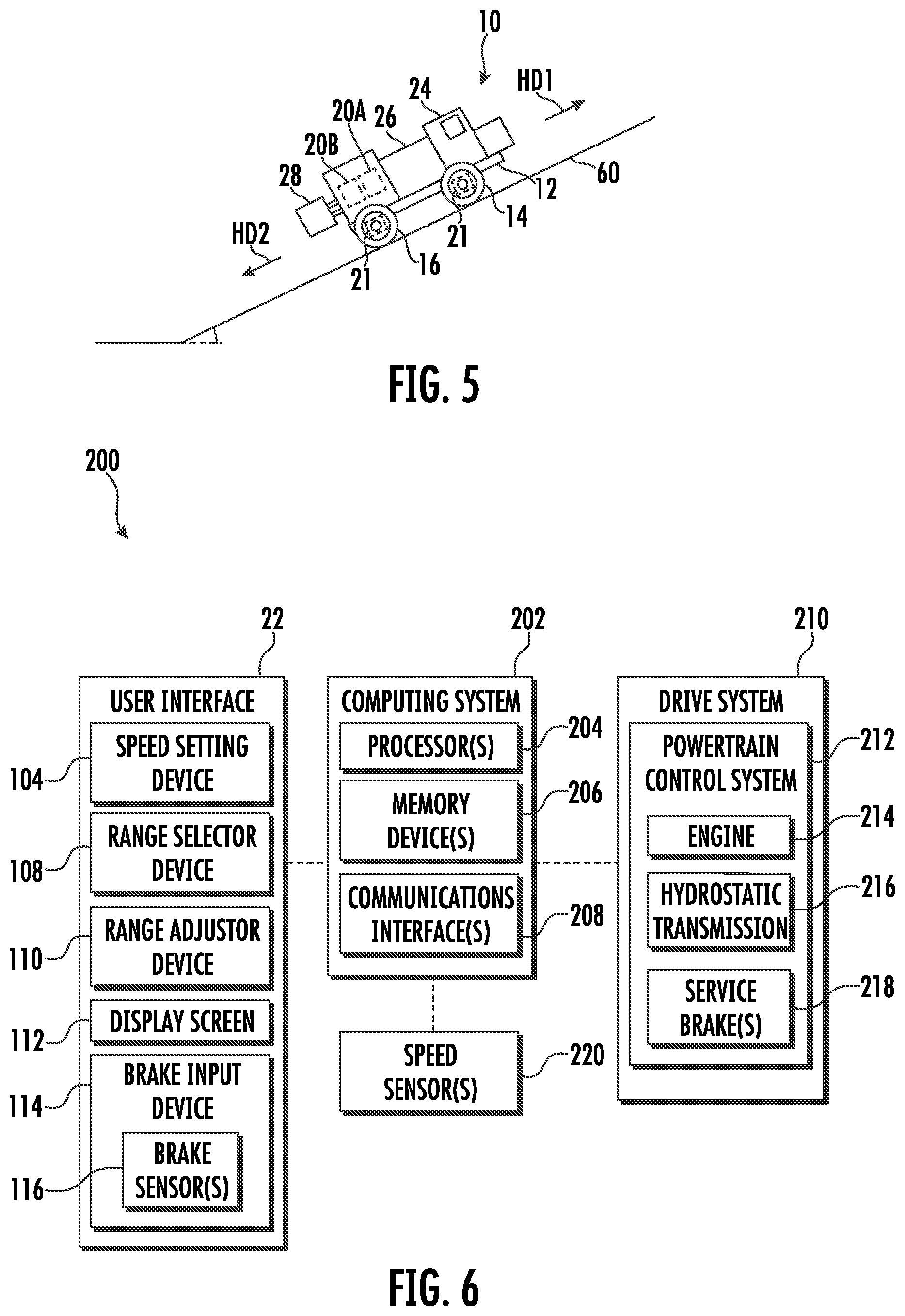 Patent US11787385 Figure 5 – Agricultural system and method for preventing roll-back of an agricultural vehicle on a sloped surface